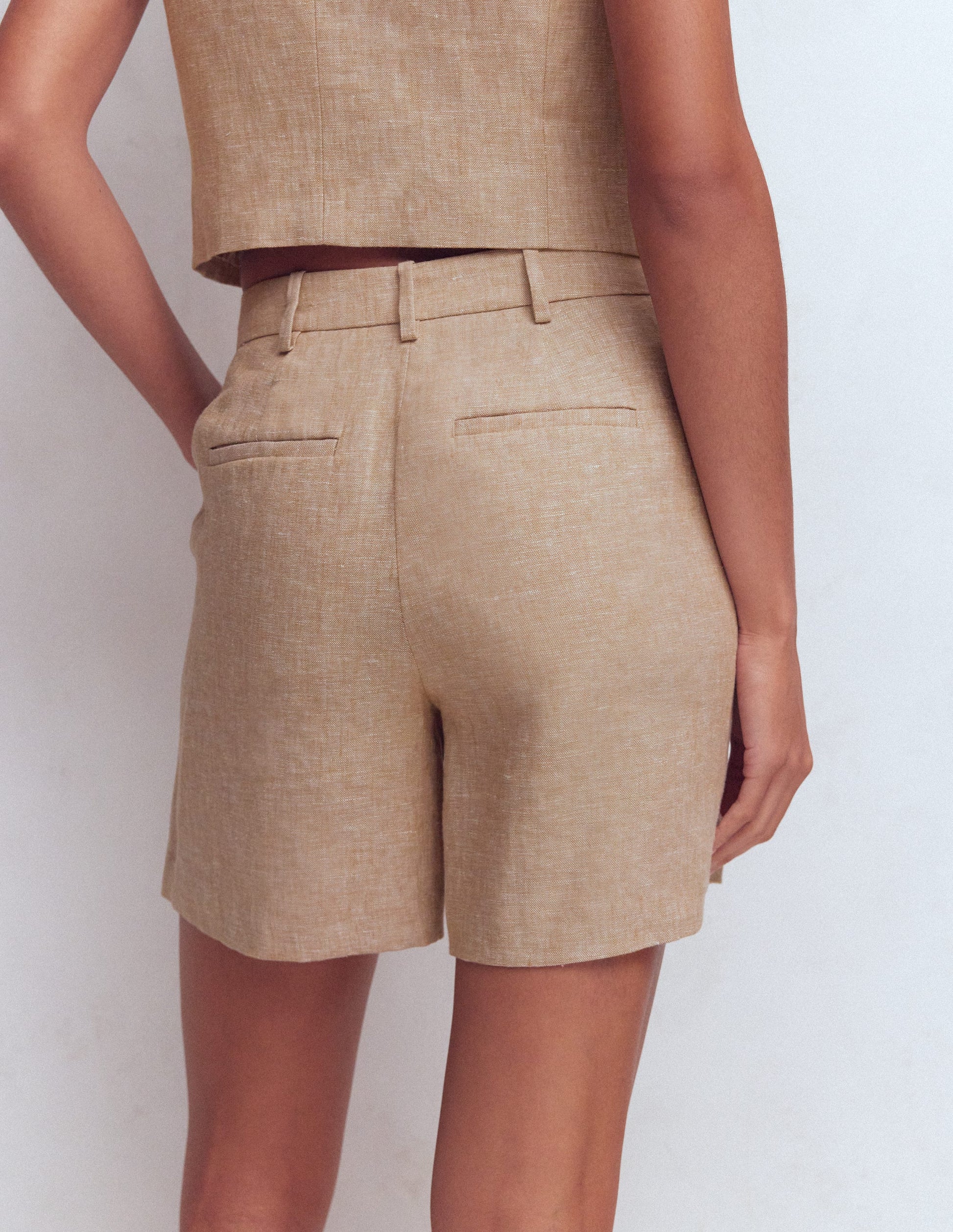 Belgravia Linen Shorts-Amphora Chambray-3