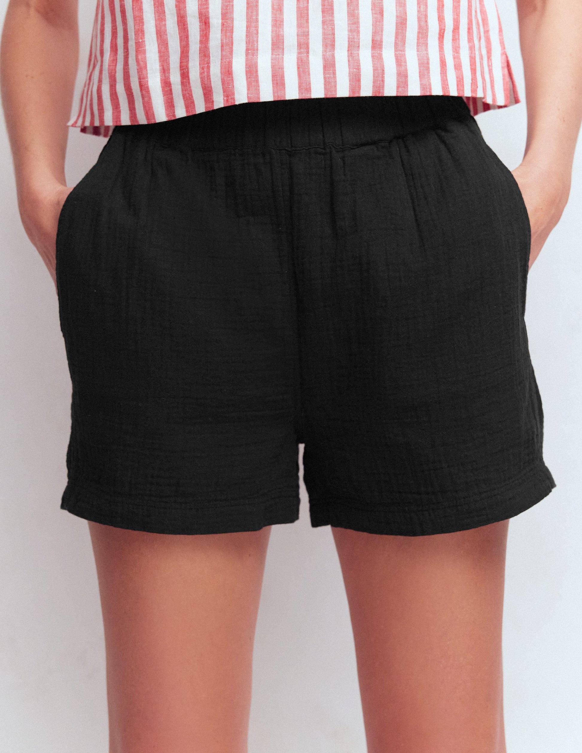 Pull On Double Cloth Shorts-Black-5