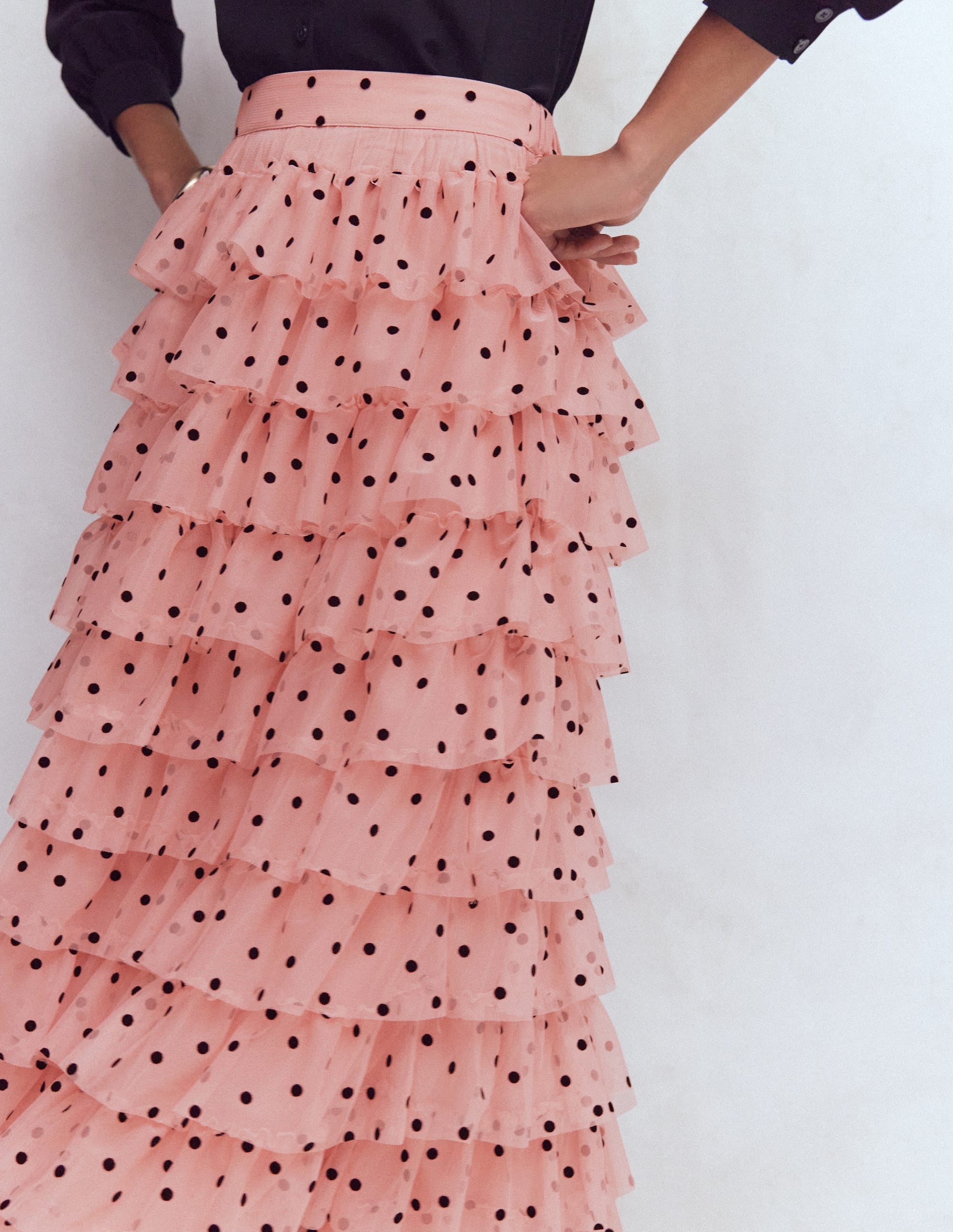 Tulle Tiered Skirt-Pink Painted Dot - Image 2