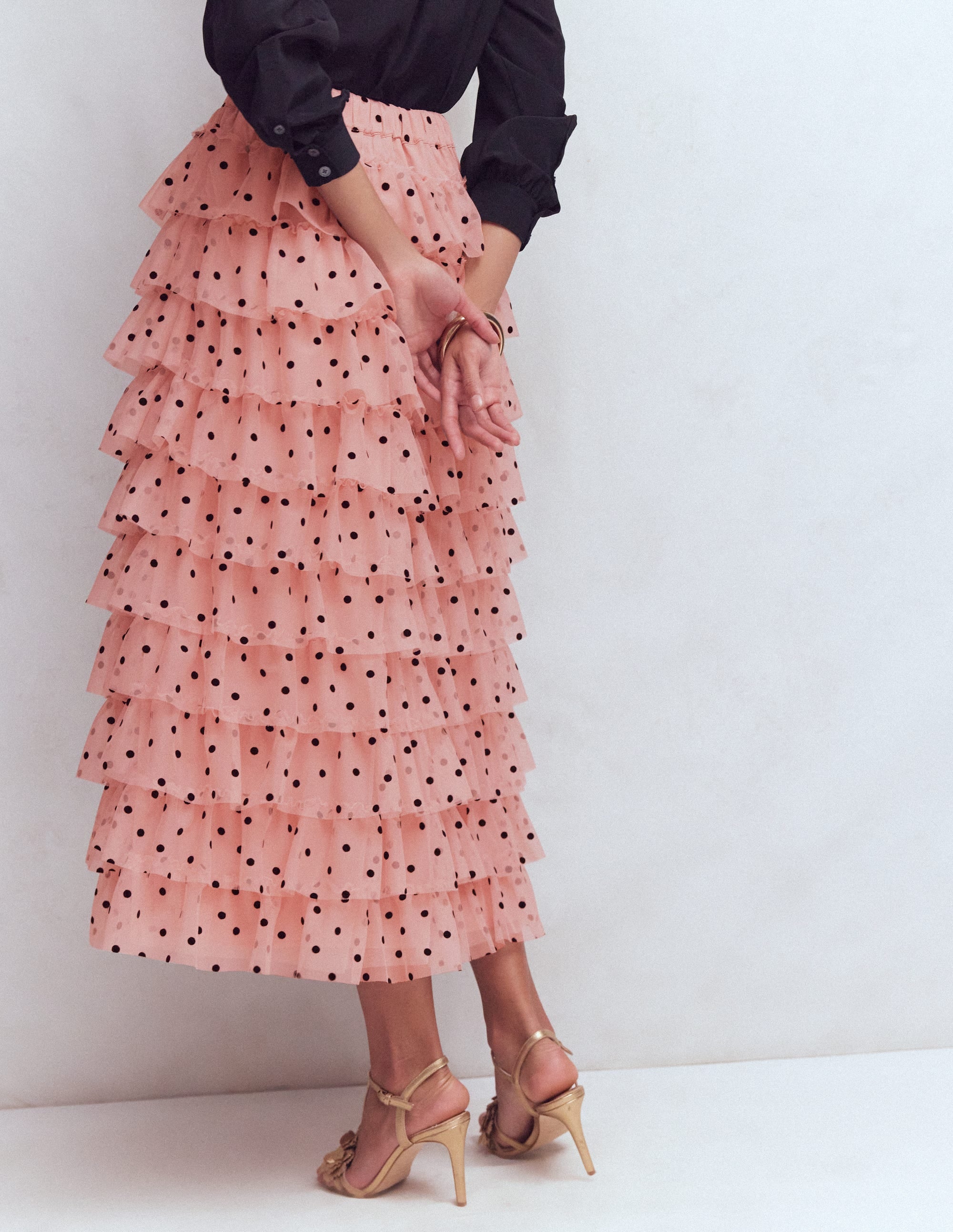 Tulle Tiered Skirt-Pink Painted Dot - Image 3