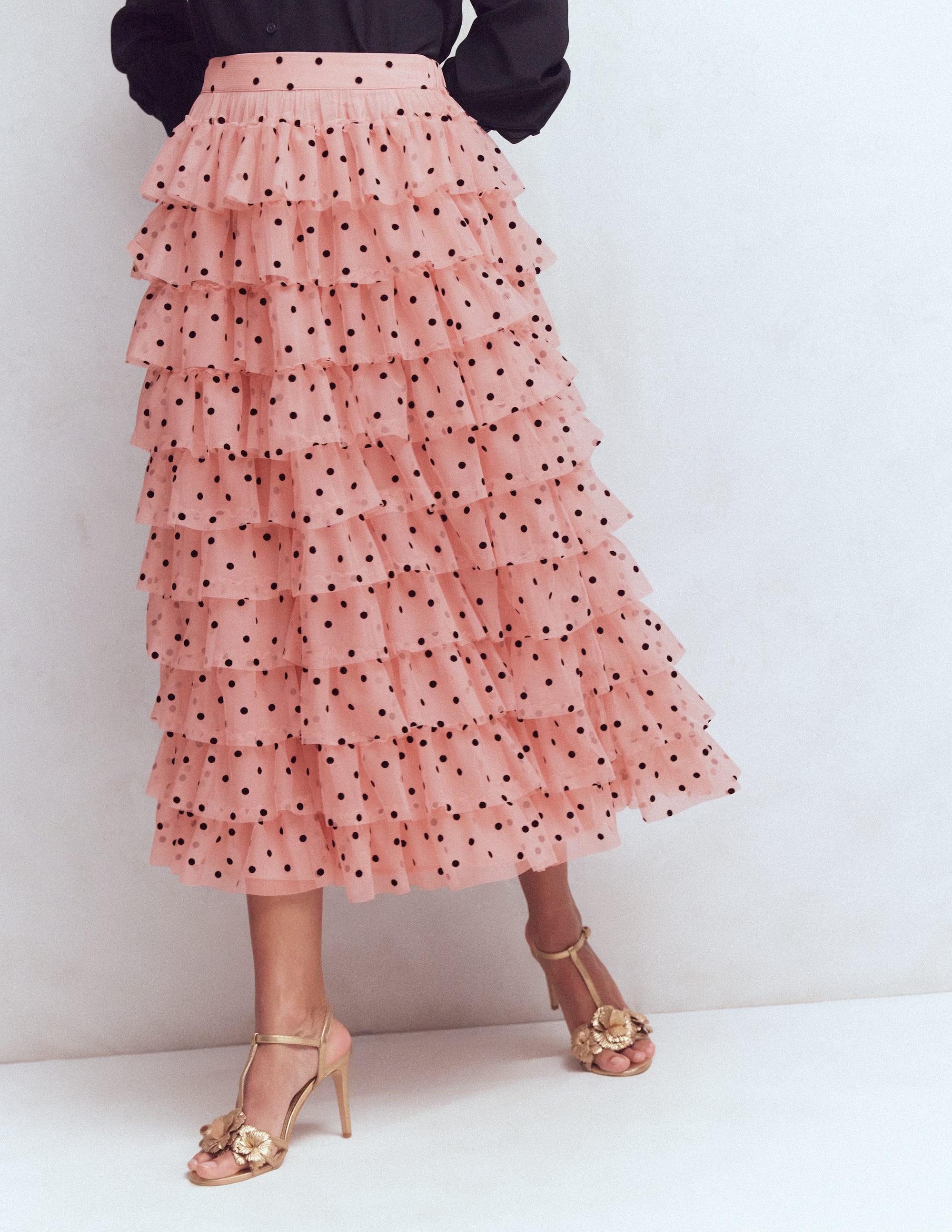 Tulle Tiered Skirt-Pink Painted Dot - Image 4