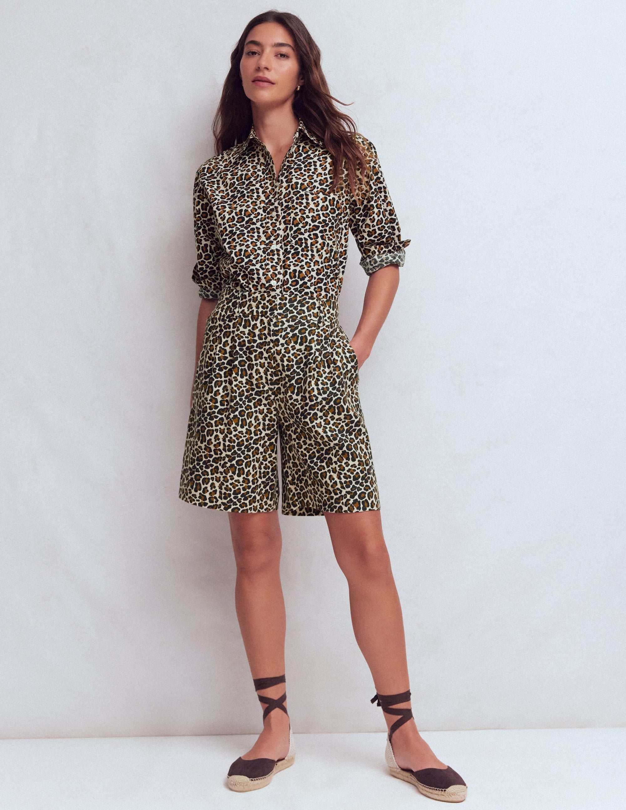 Kensington Linen Shorts-Almond Milk, Cheetah Pop - Image 6
