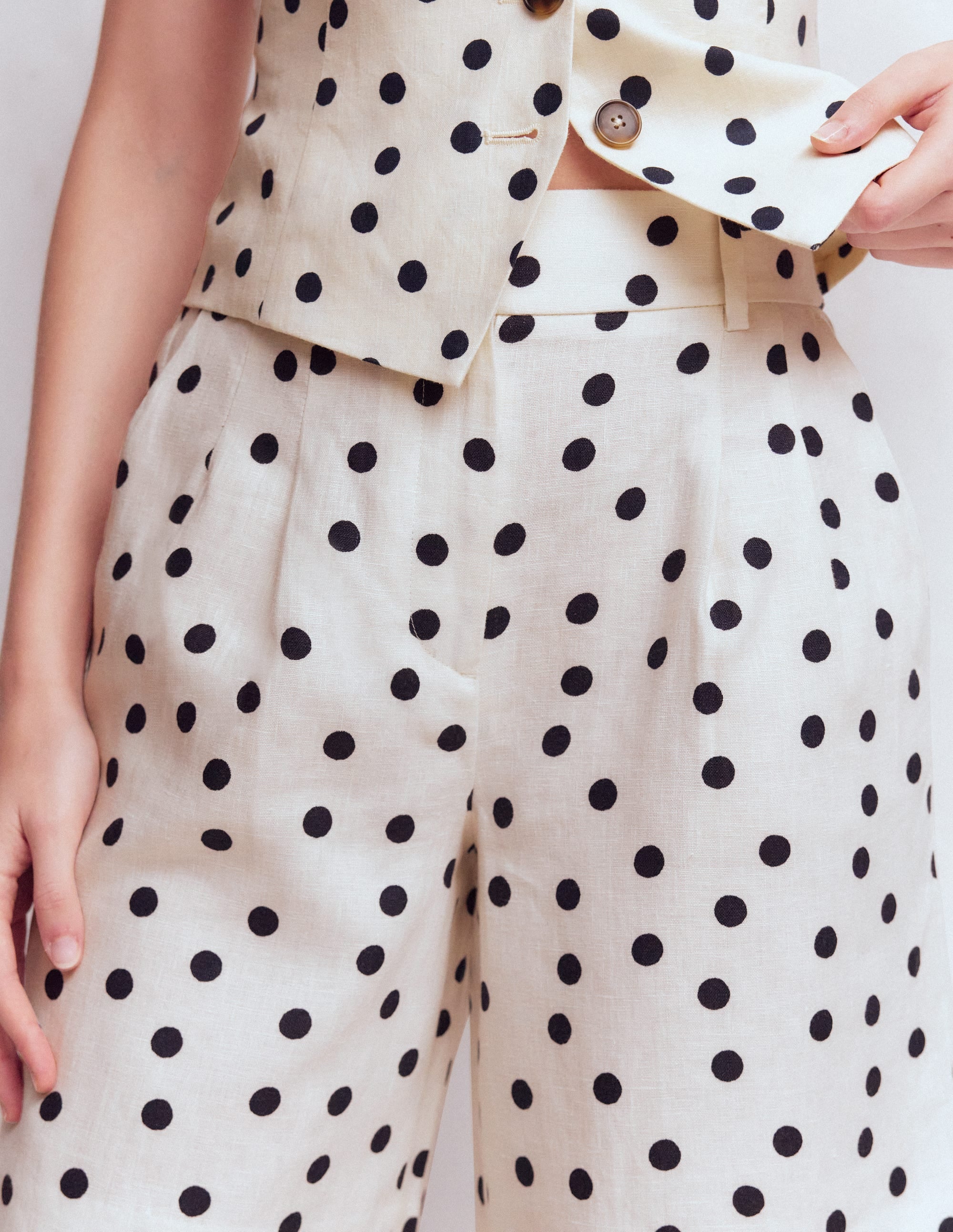Kensington Linen Shorts-Ivory, Painted Dot - Image 2