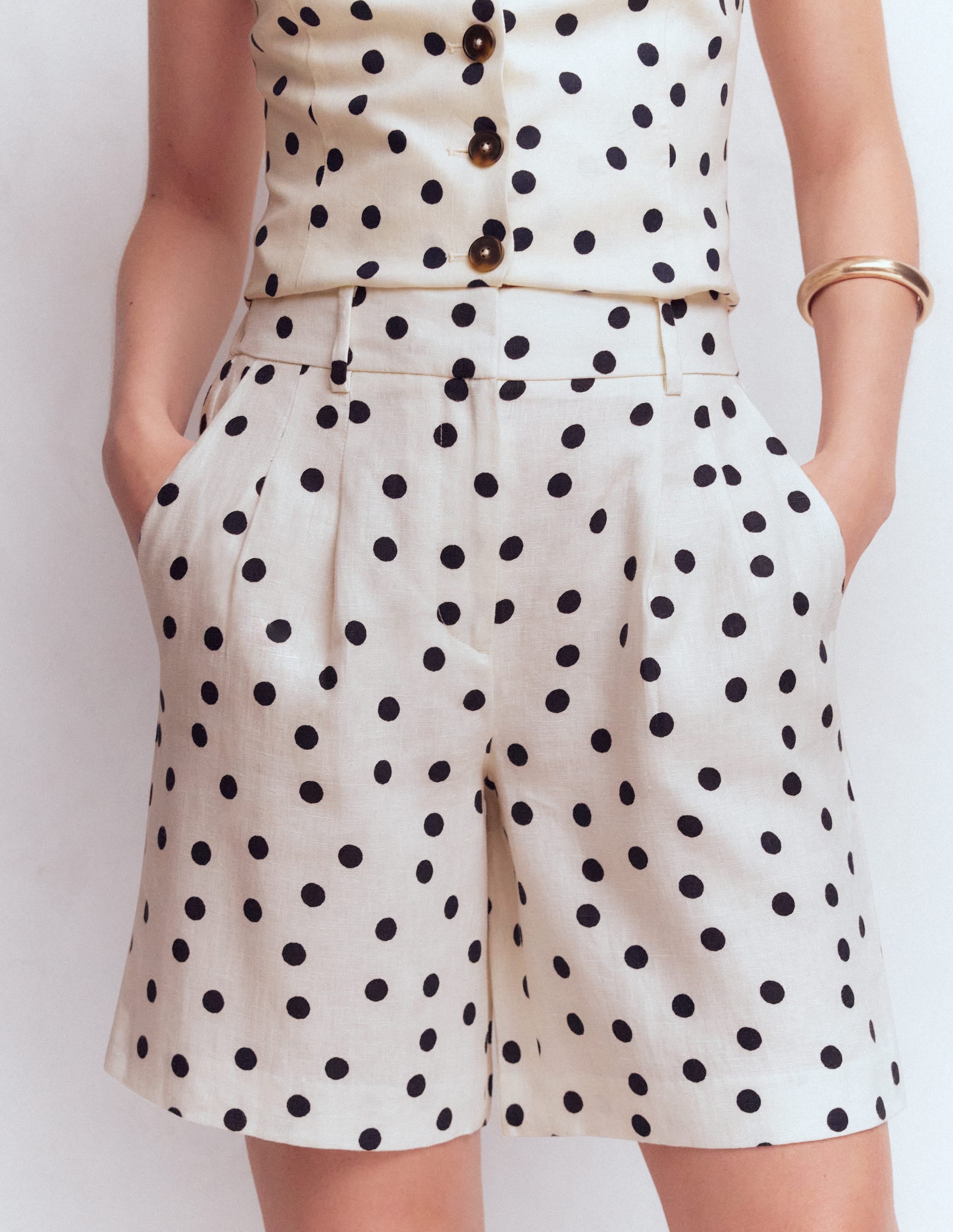 Kensington Linen Shorts-Ivory, Painted Dot - Image 5