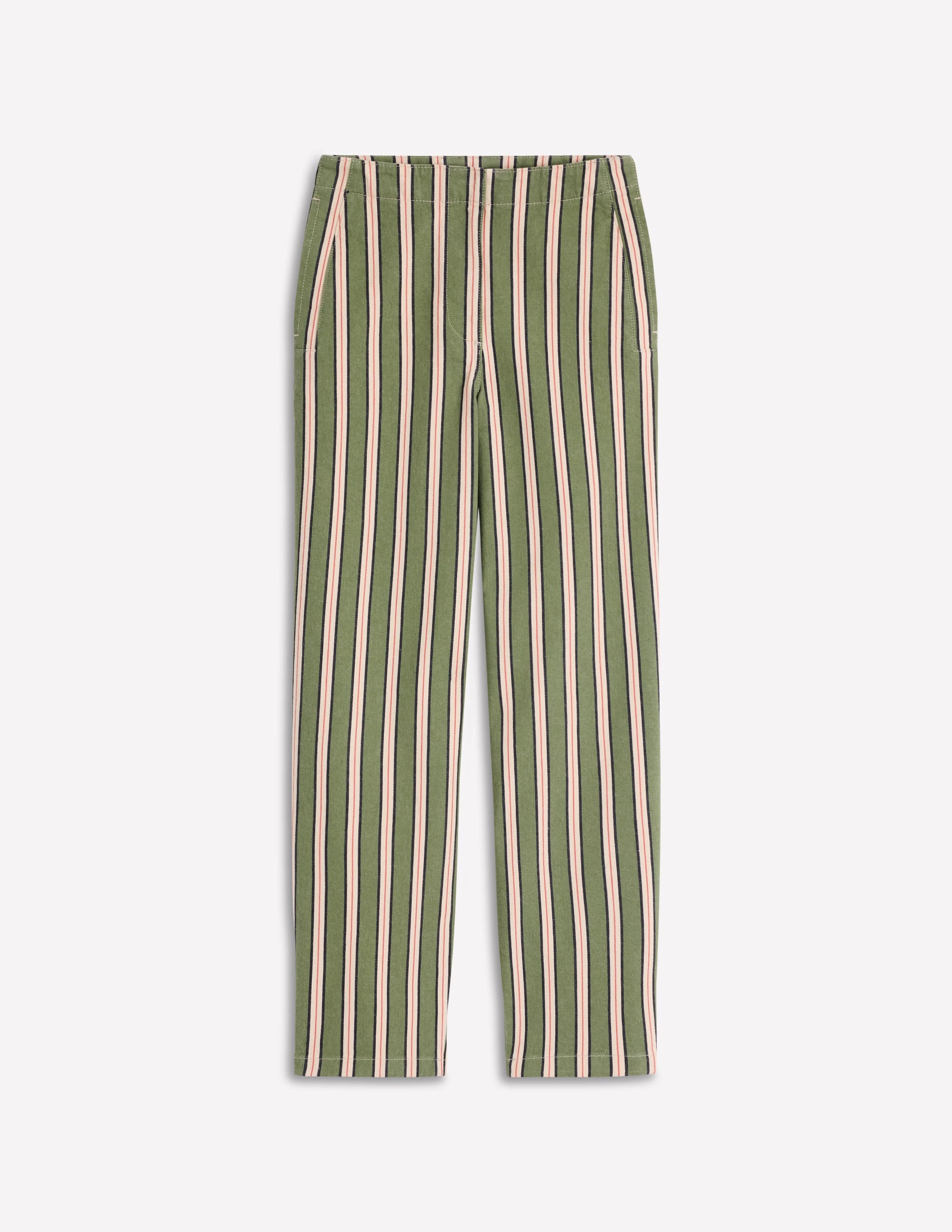 Barrel Leg Chino Trousers-Green, Navy, Pink Stripe - Image 6