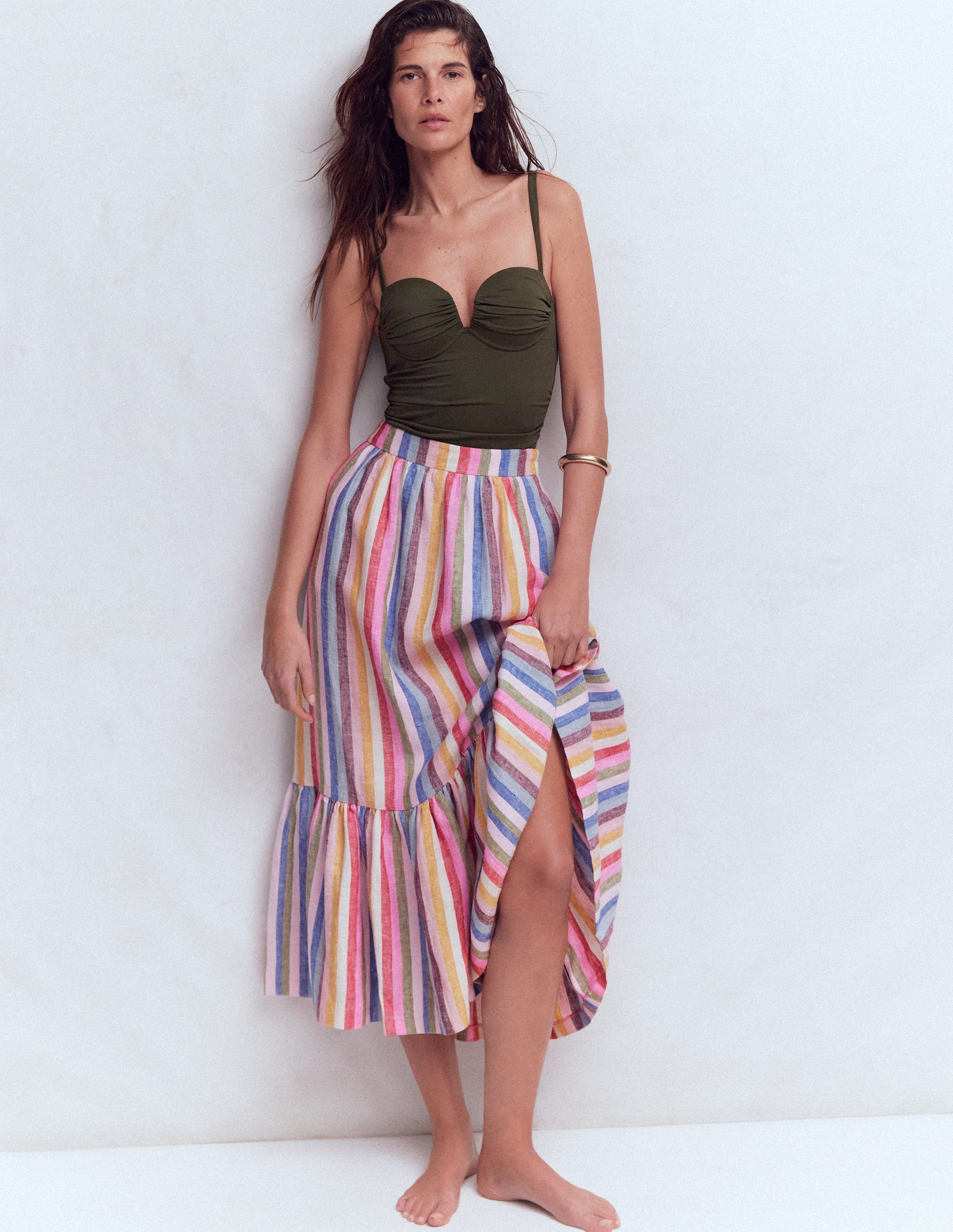 Abigail Linen Maxi Skirt-Multi Stripe-1