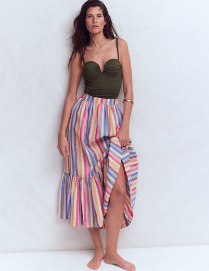 Abigail Linen Maxi Skirt-Multi Stripe-1