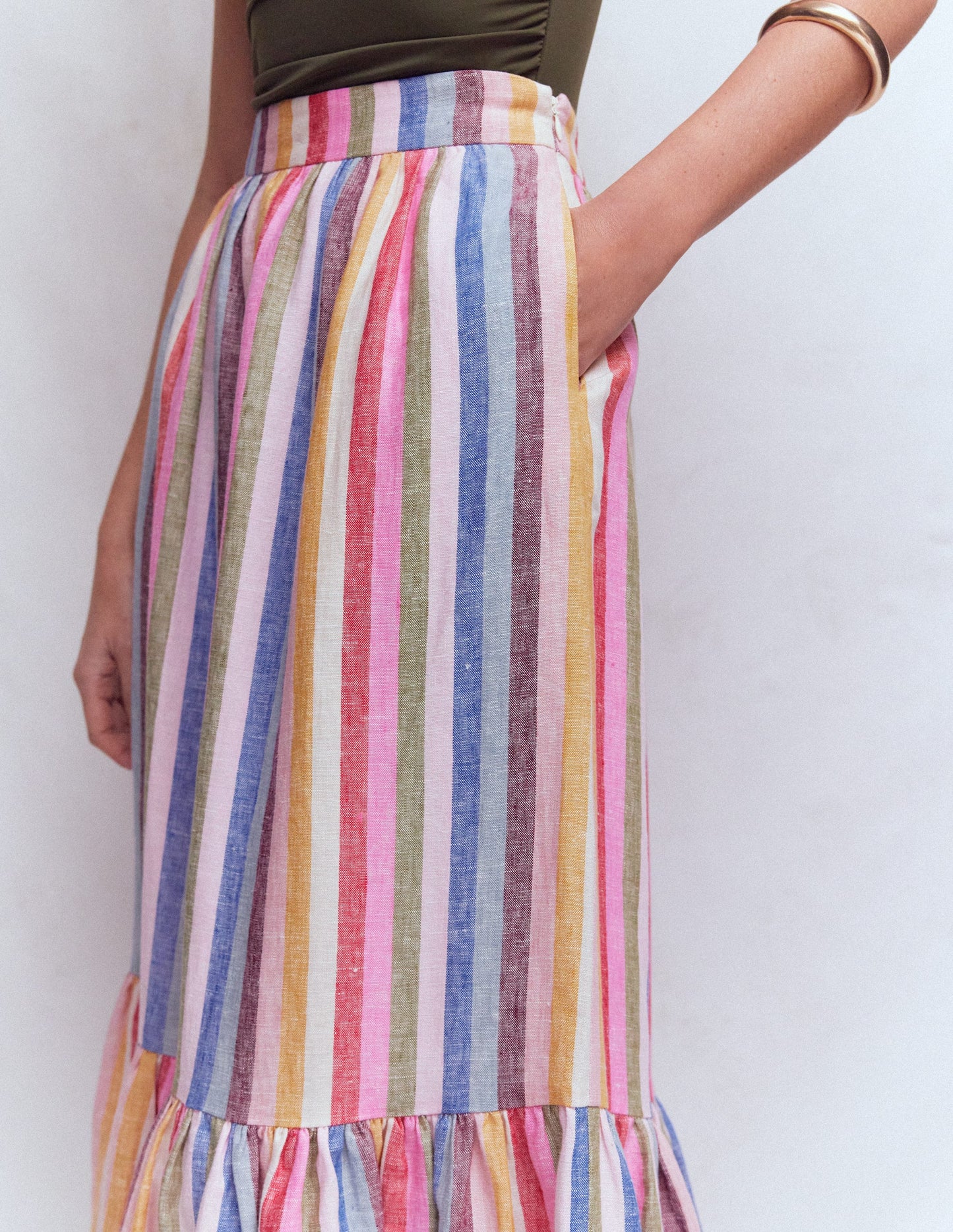 Abigail Linen Maxi Skirt-Multi Stripe