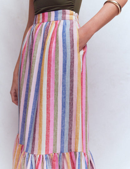 Abigail Linen Maxi Skirt-Multi Stripe-2