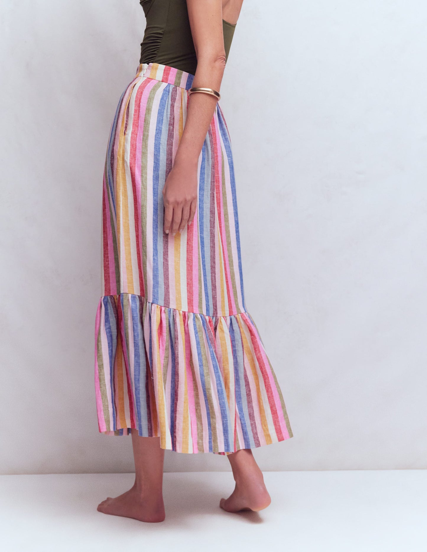 Abigail Linen Maxi Skirt-Multi Stripe