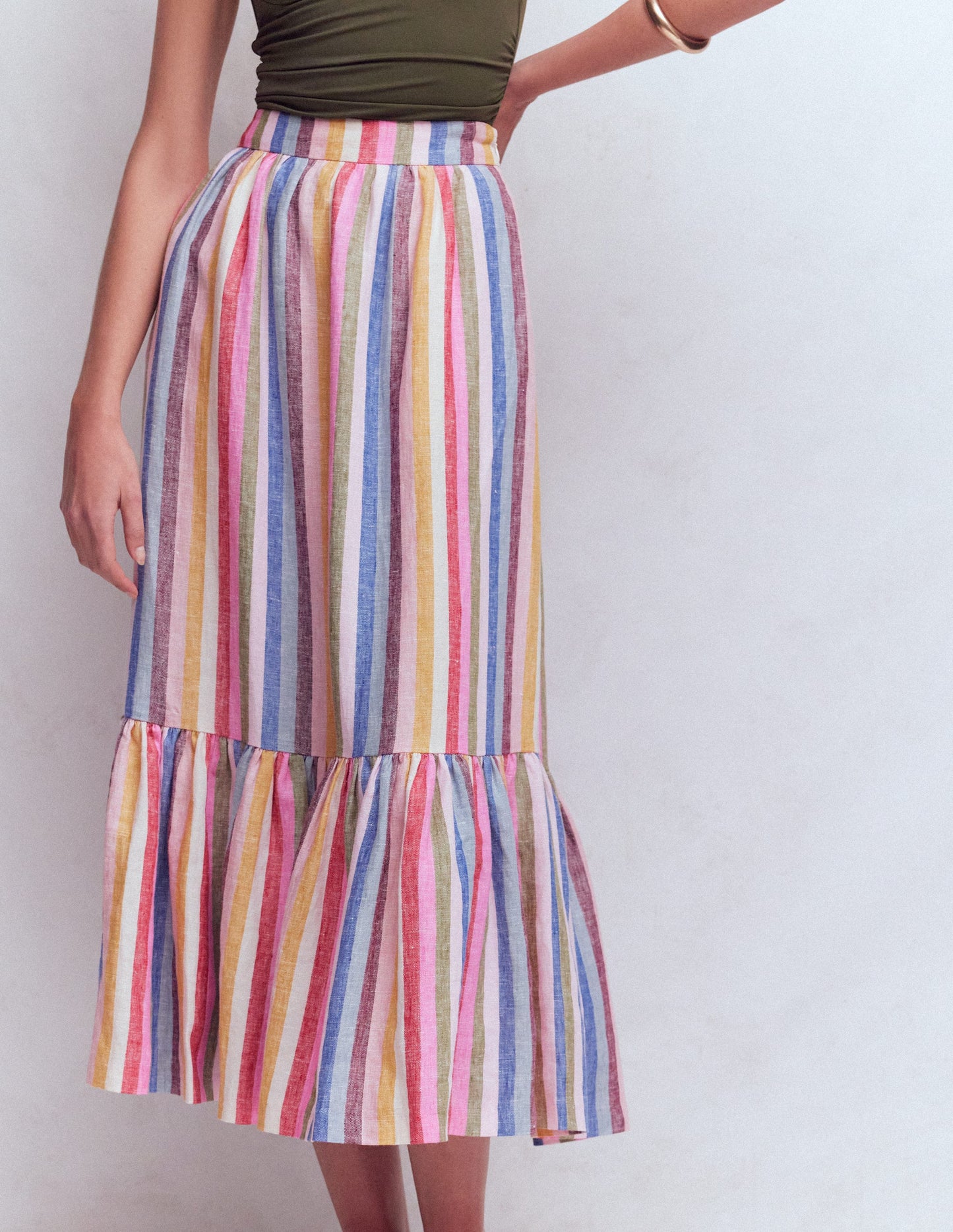 Abigail Linen Maxi Skirt-Multi Stripe