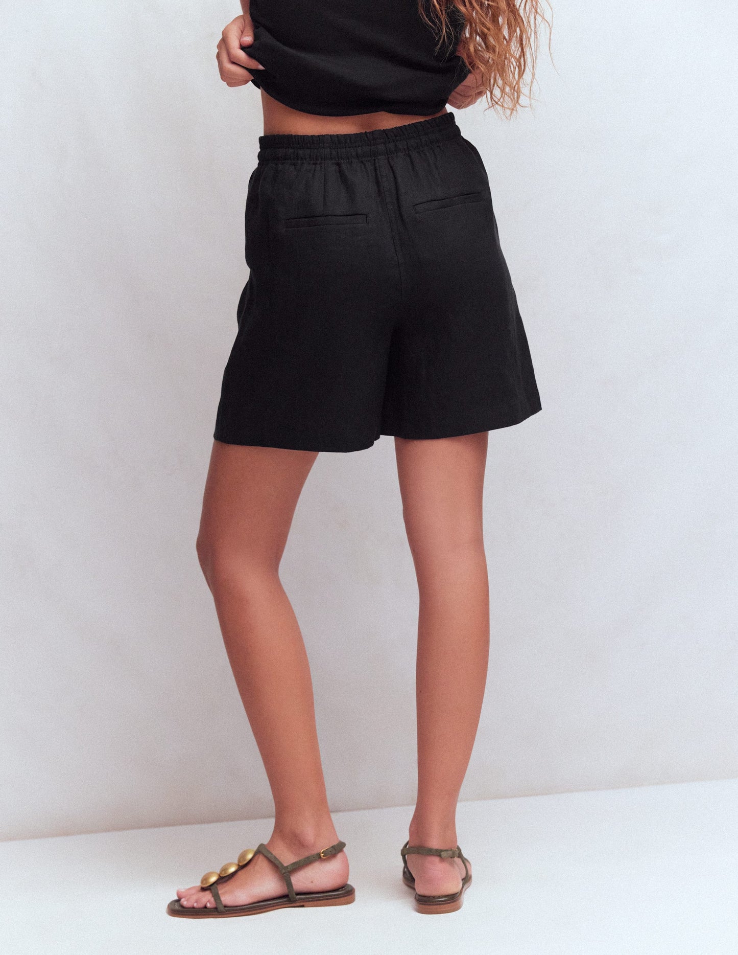 Islington Linen Shorts-Black