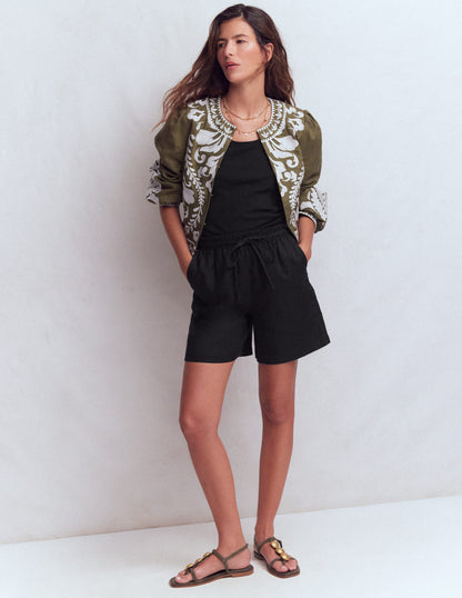 Islington Linen Shorts-Black-6