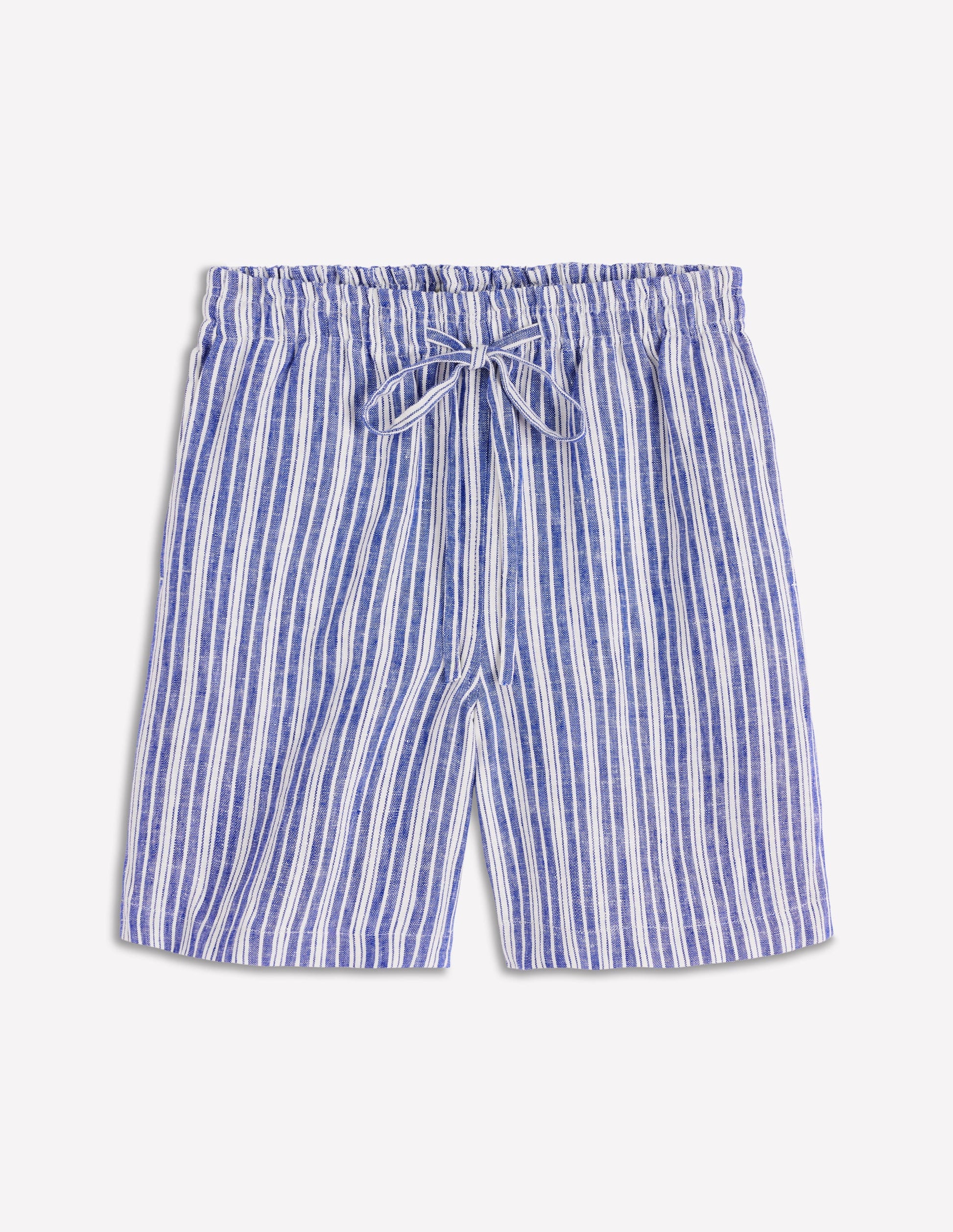 Islington Linen Shorts-Bright blue Stripe-6