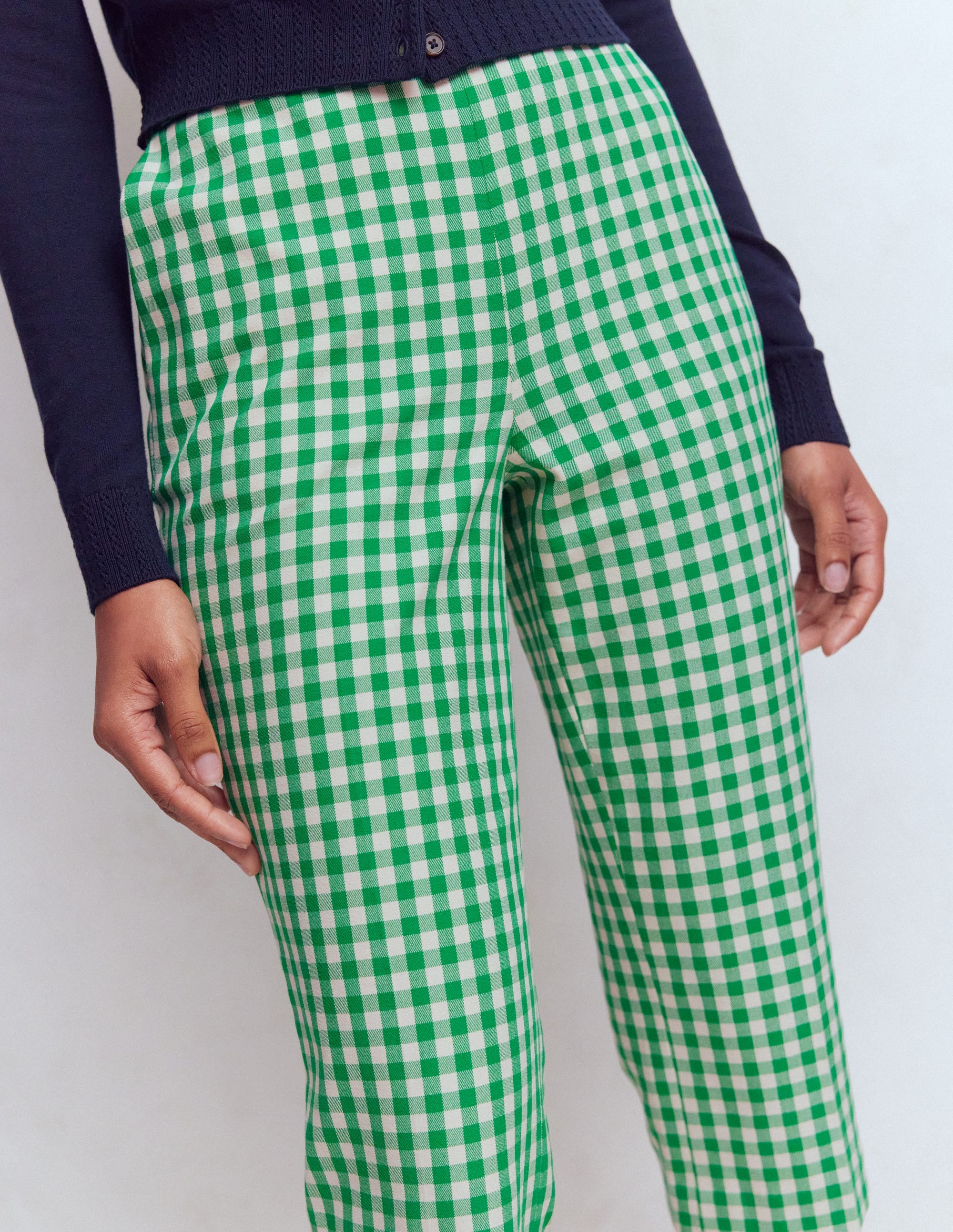 Capri Trousers-Rich Emerald, Gingham - Image 2