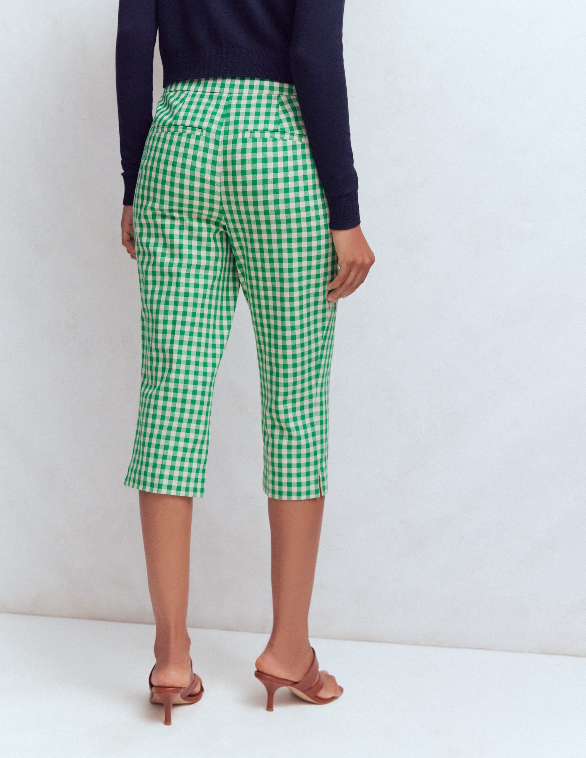 Capri Trousers-Rich Emerald, Gingham - Image 3