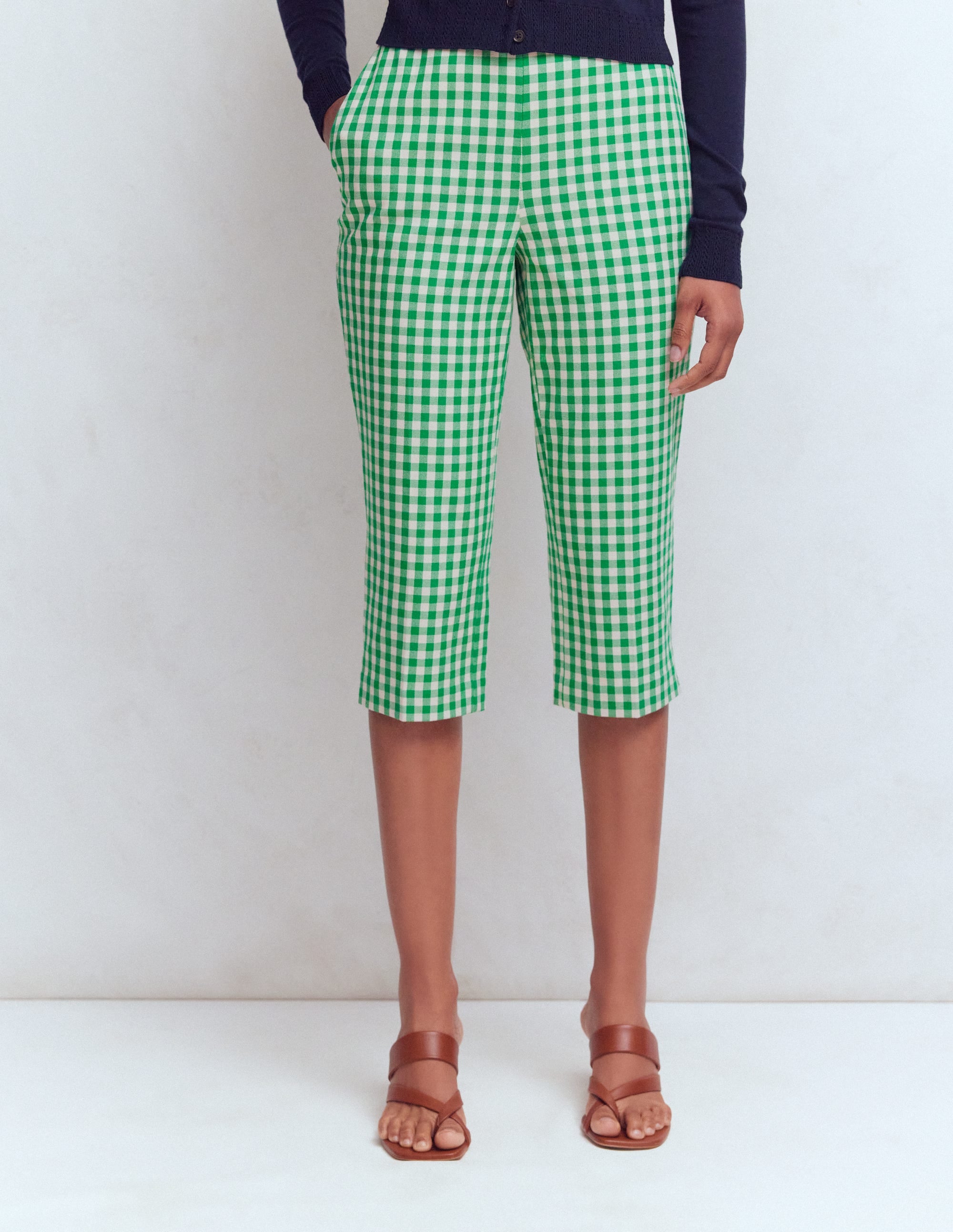 Capri Trousers-Rich Emerald, Gingham - Image 5