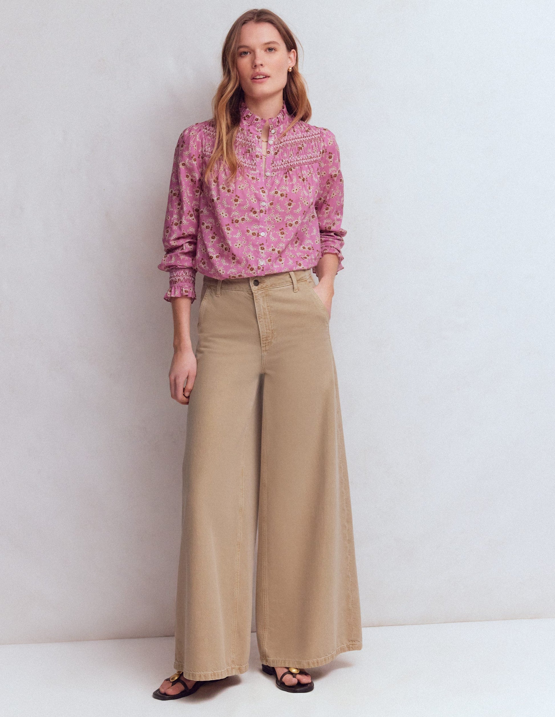 High Rise Palazzo Jeans-Cappuccino-1