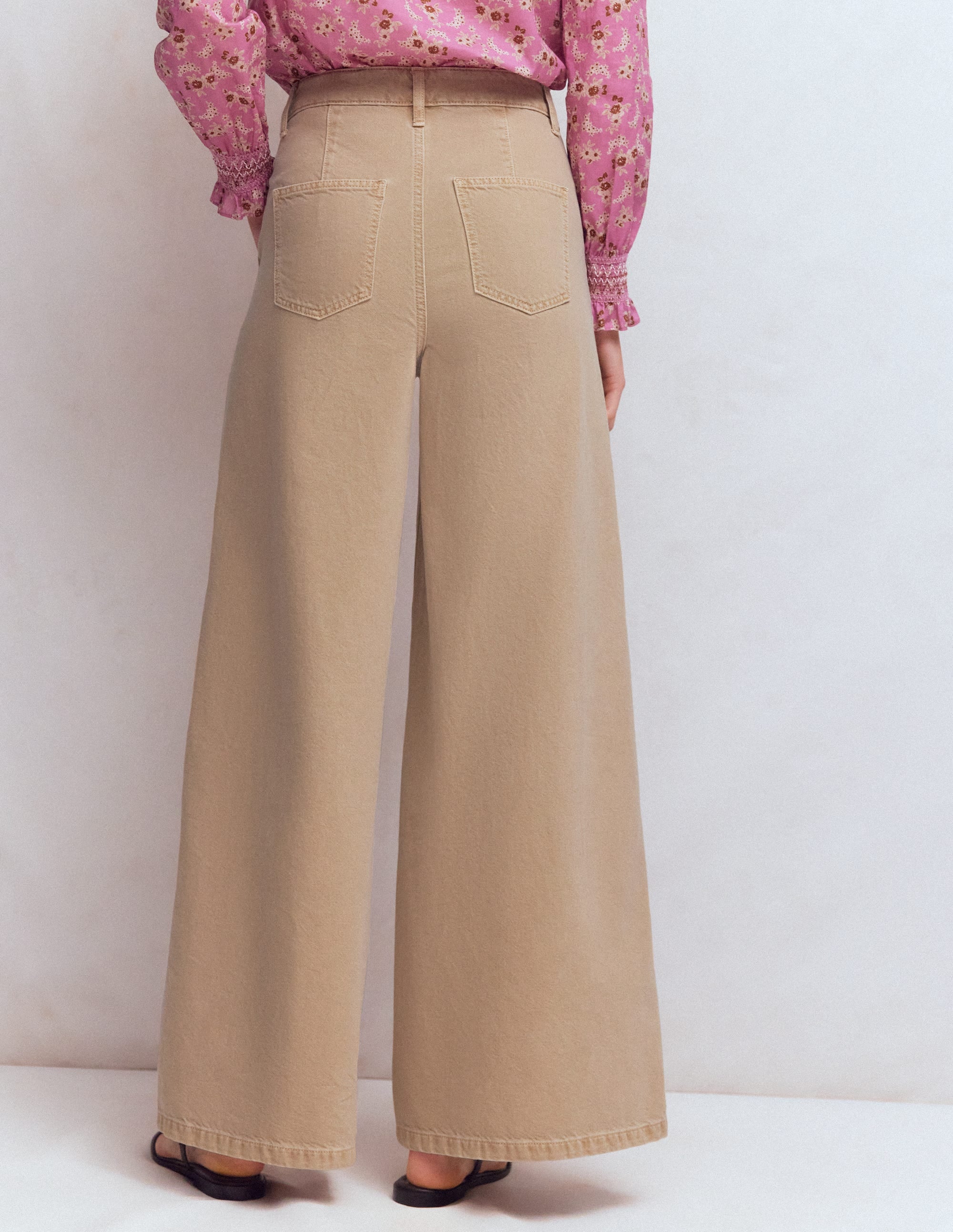 High Rise Palazzo Jeans-Cappuccino - Image 3