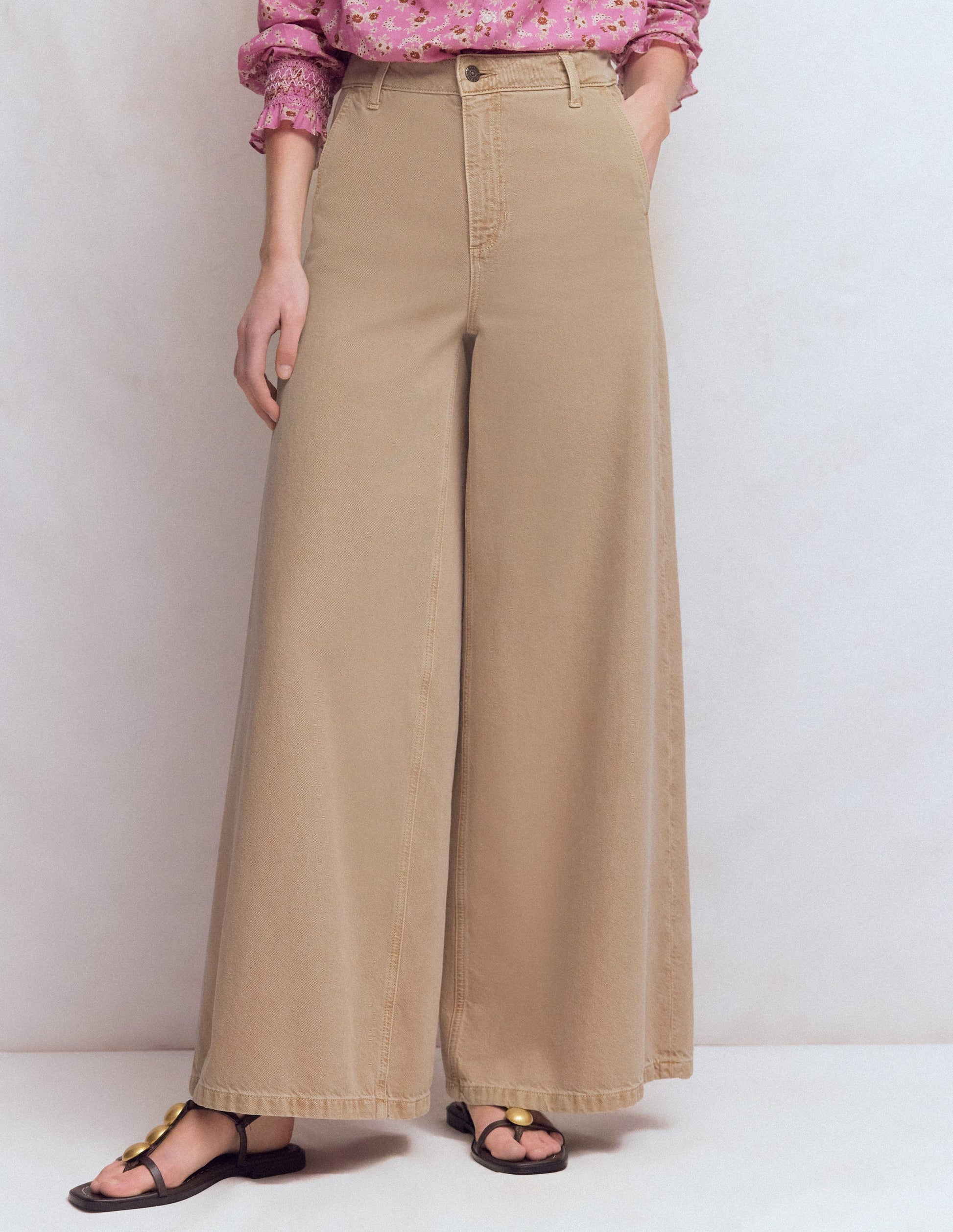 High Rise Palazzo Jeans-Cappuccino-4