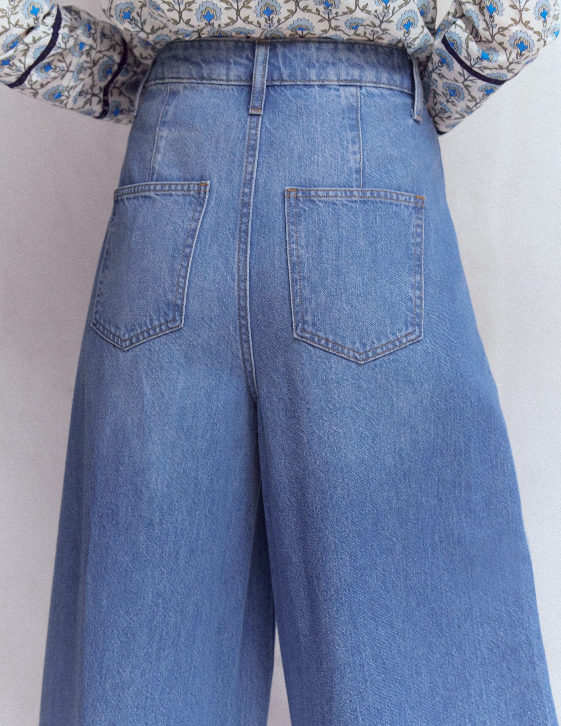 High Rise Palazzo Jeans-Light Wash-5