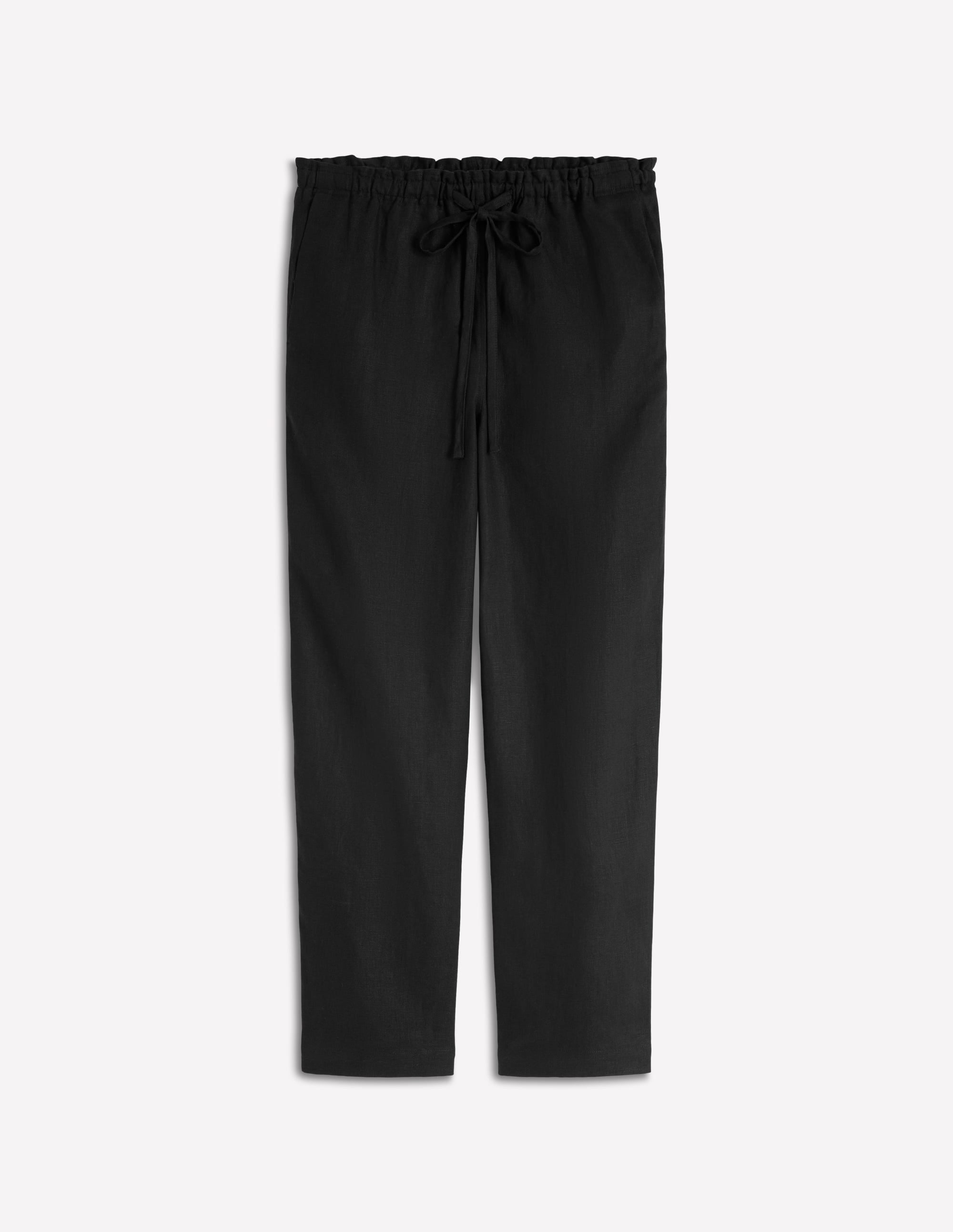 Islington Linen Crop Trousers-Black - Image 5