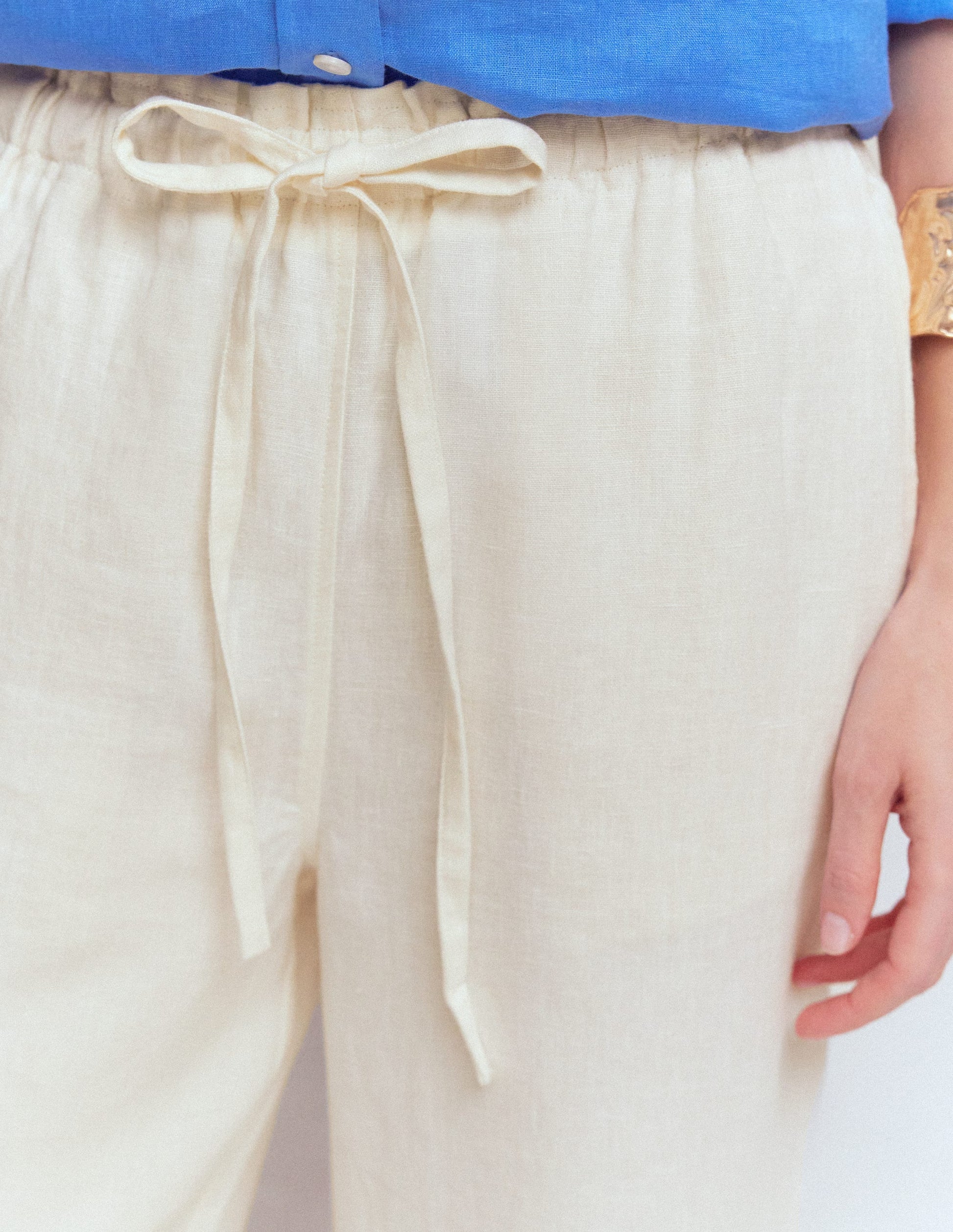 Islington Linen Crop Trousers-Ivory-2