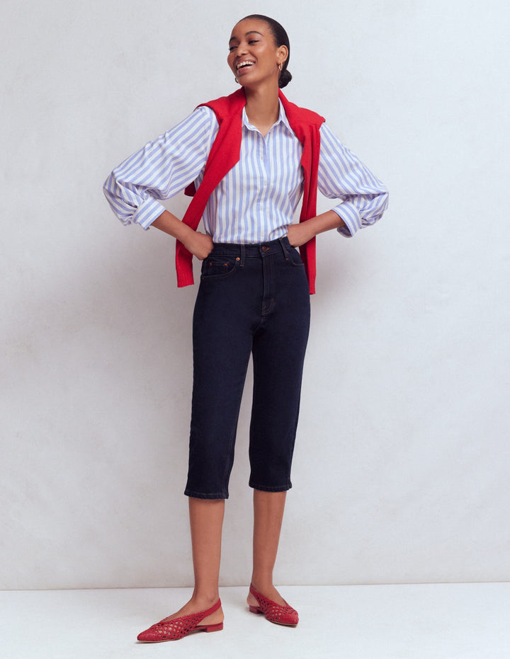 5-pocket Capri Jeans-Indigo