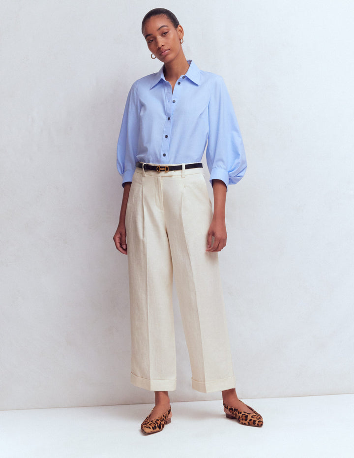 Chiswick Crop Linen Trousers-Ivory