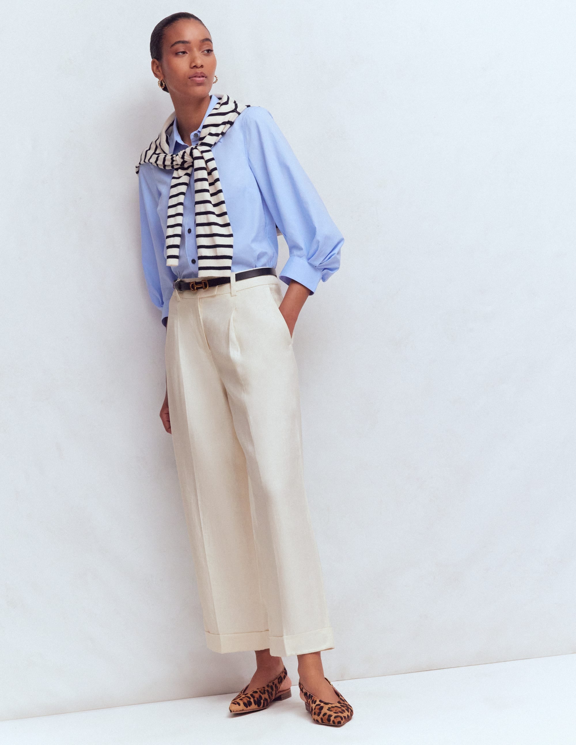 Chiswick Crop Linen Trousers-Ivory - Image 4