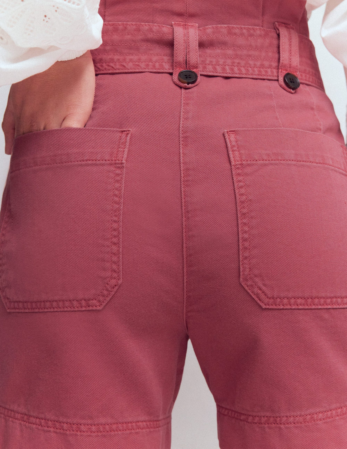 Paperbag Linen Belted Shorts-Cherry Blush - Image 5