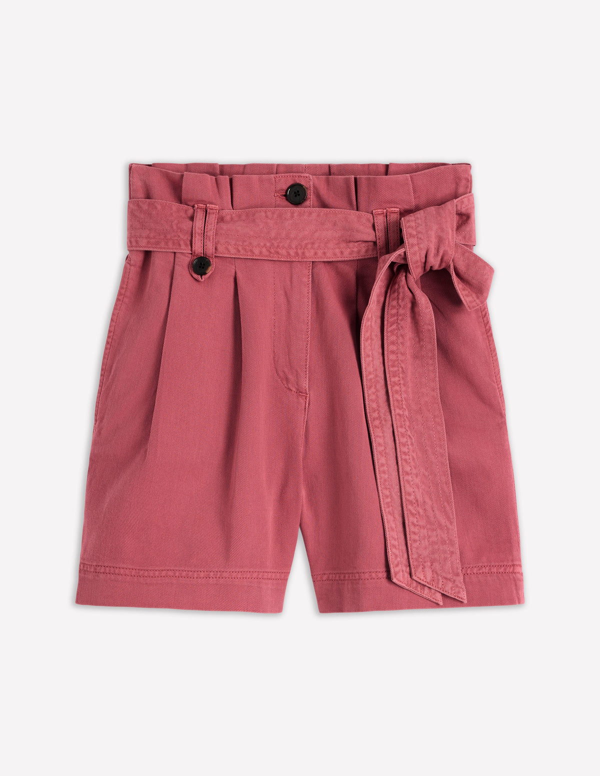 Paperbag Linen Belted Shorts-Cherry Blush - Image 6