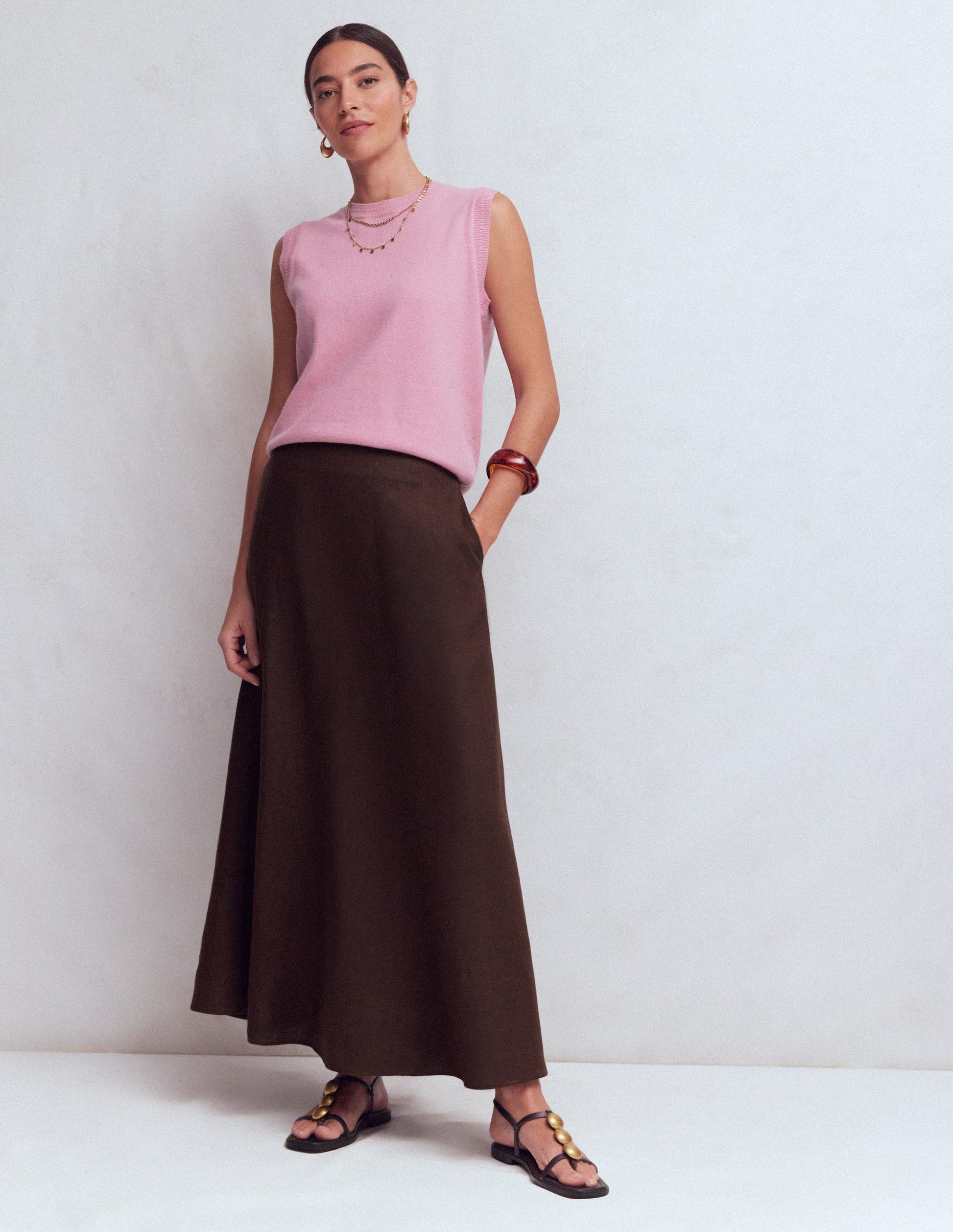Miriam Linen Maxi Skirt-Espresso-7