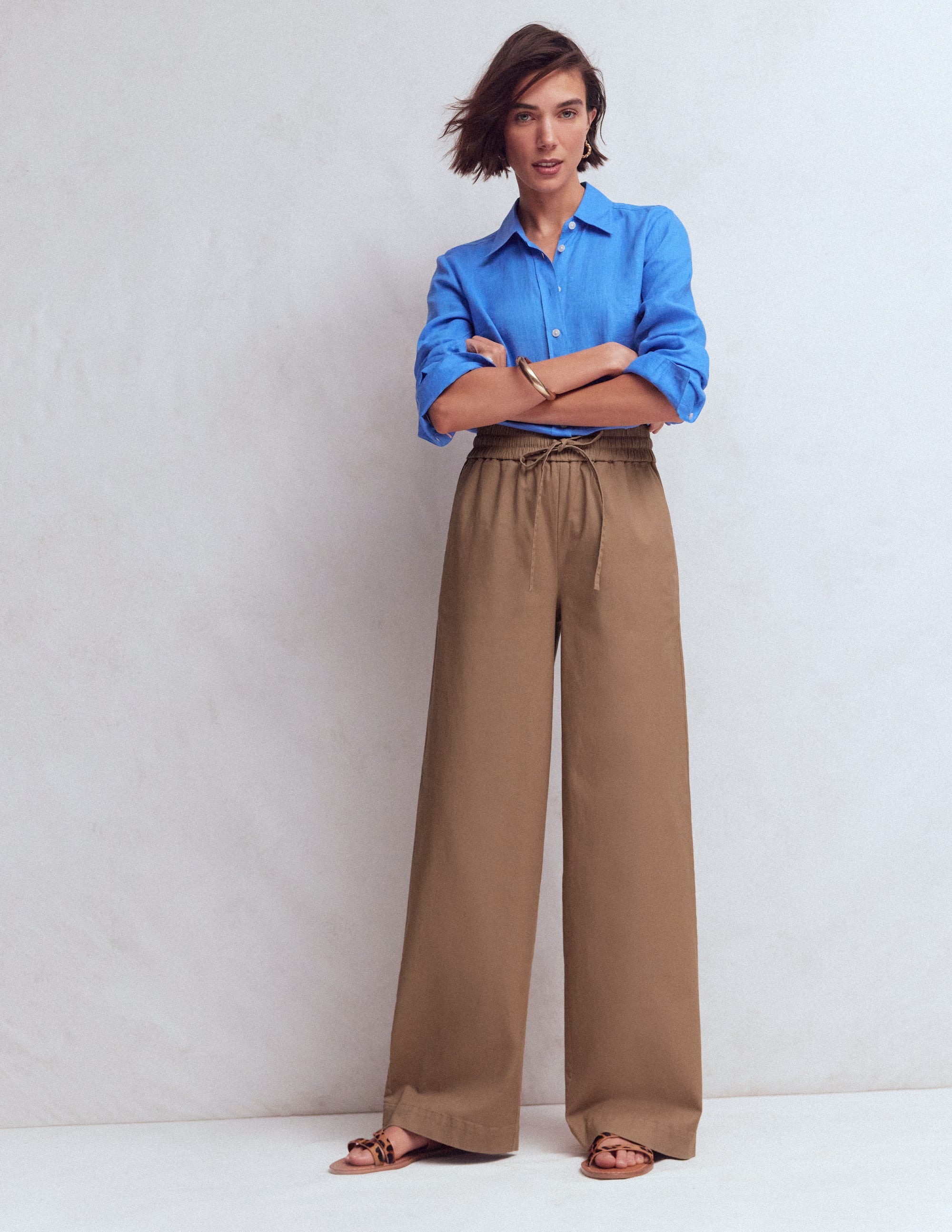 Greenwich Tie Waist Trousers-Cappuccino - Image 1