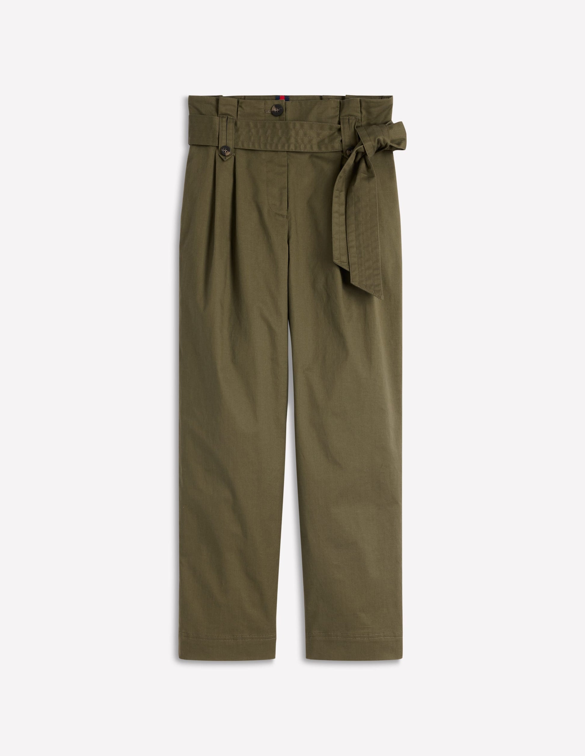 Paperbag Waist Trousers-Woodland Green-5