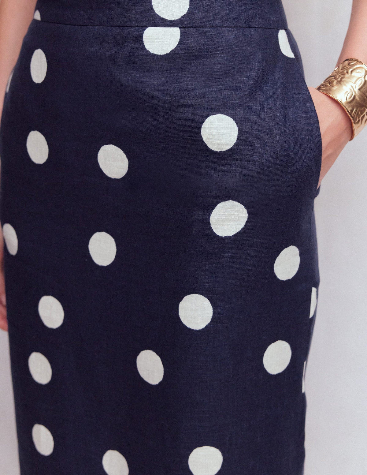 Longline Column Skirt-French Navy, Ivory Spot - Image 2