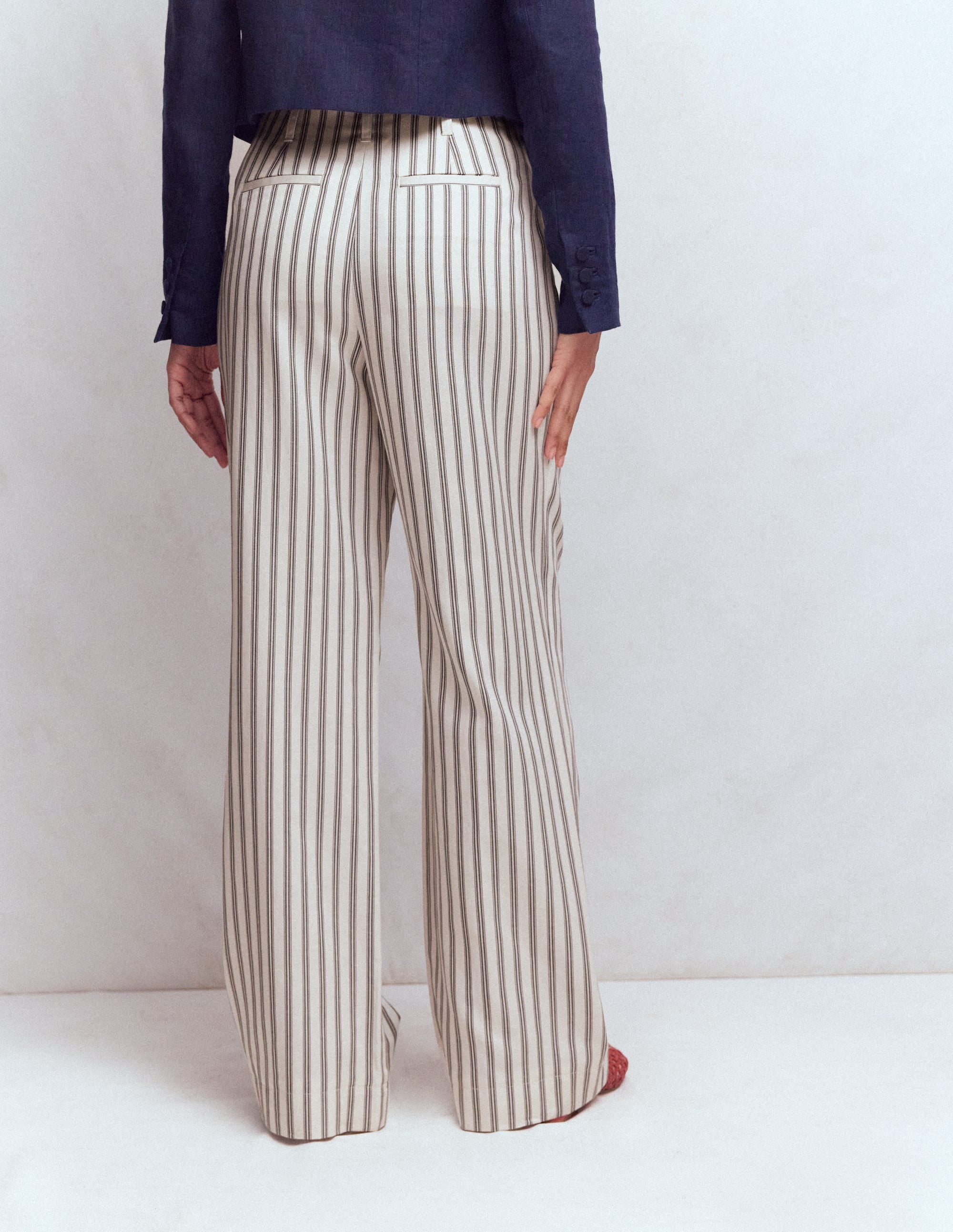 Mayfair Tailored Trousers-Ivory, Navy Stripe - Image 3