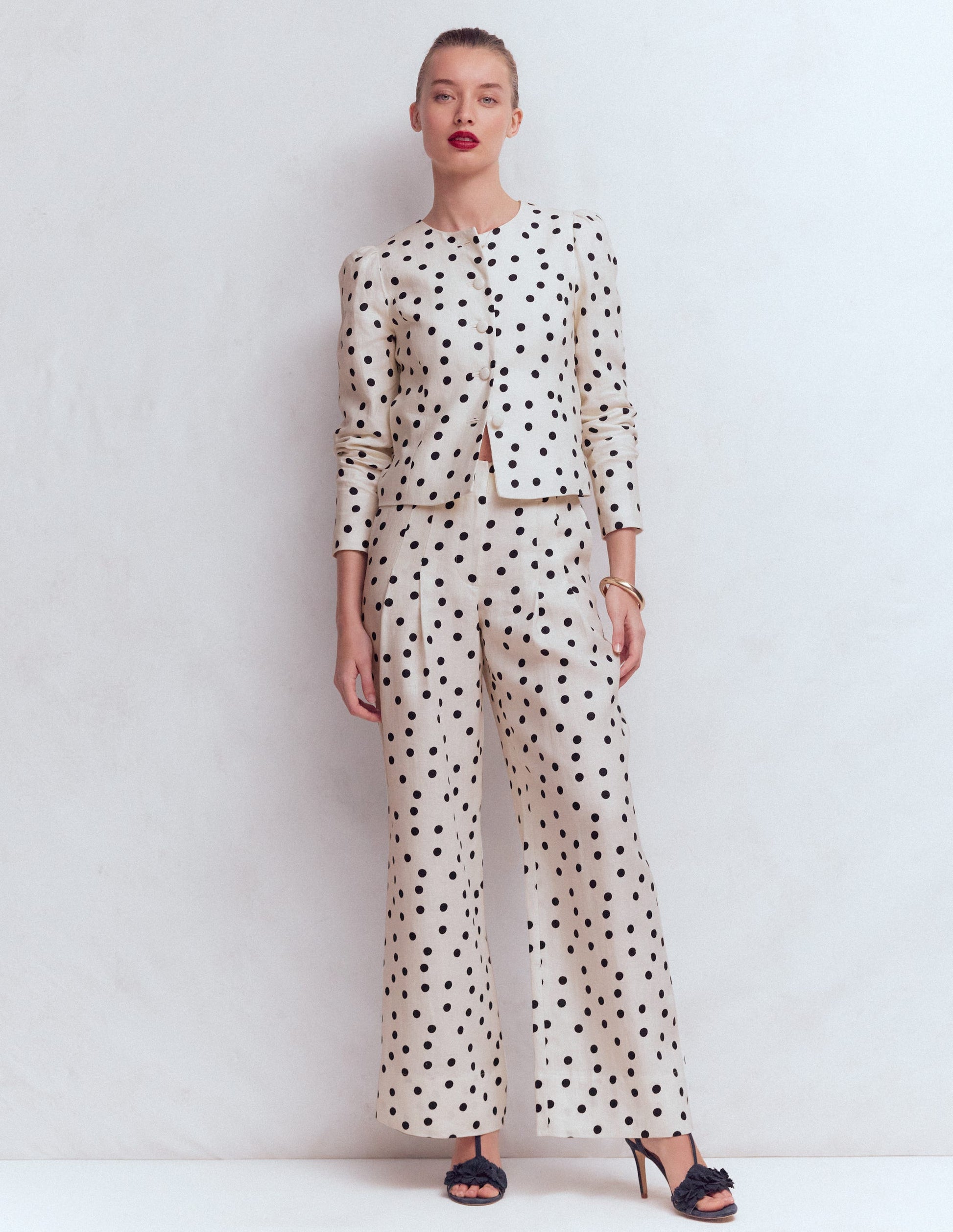 Mayfair Linen Trousers-Ivory, Painted Dot-1