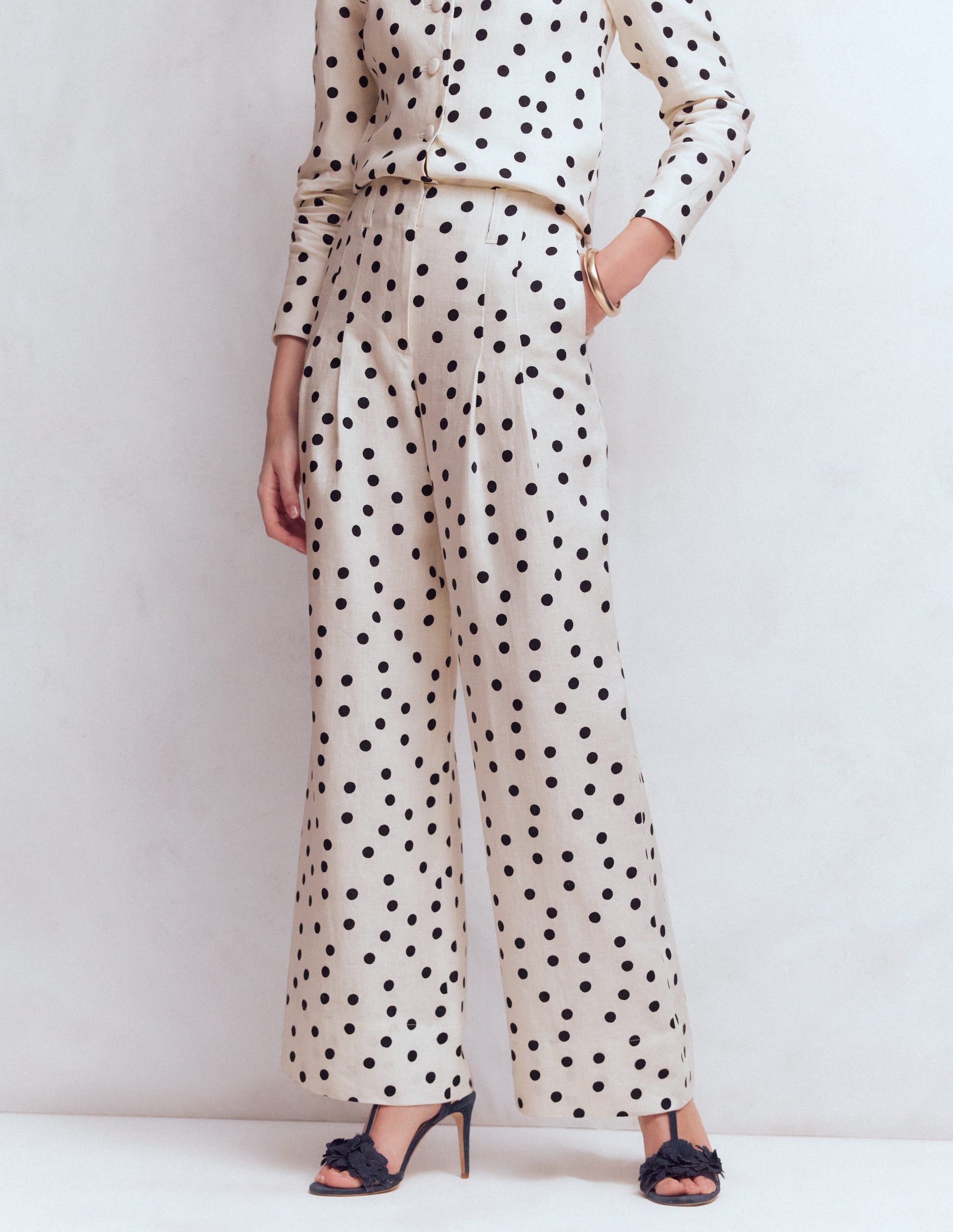 Mayfair Linen Trousers-Ivory, Painted Dot-4