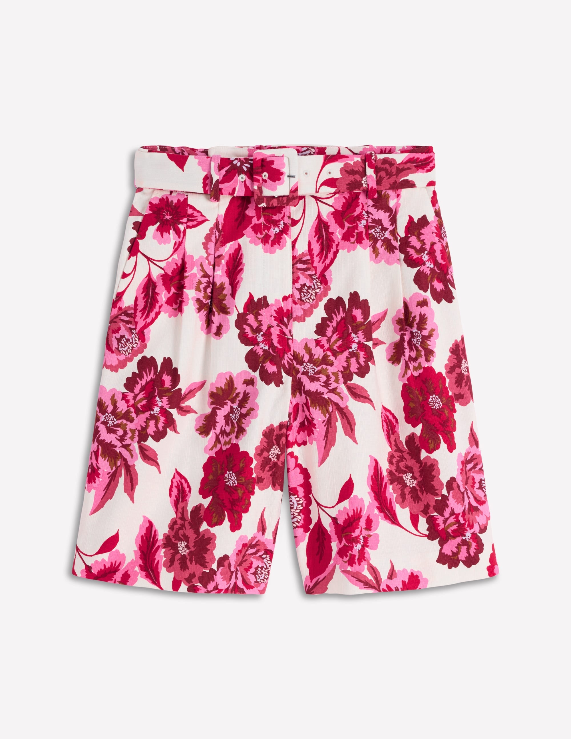Chelsea Belted Tailored Shorts-Sangria Sunset, Floral Print - Image 8