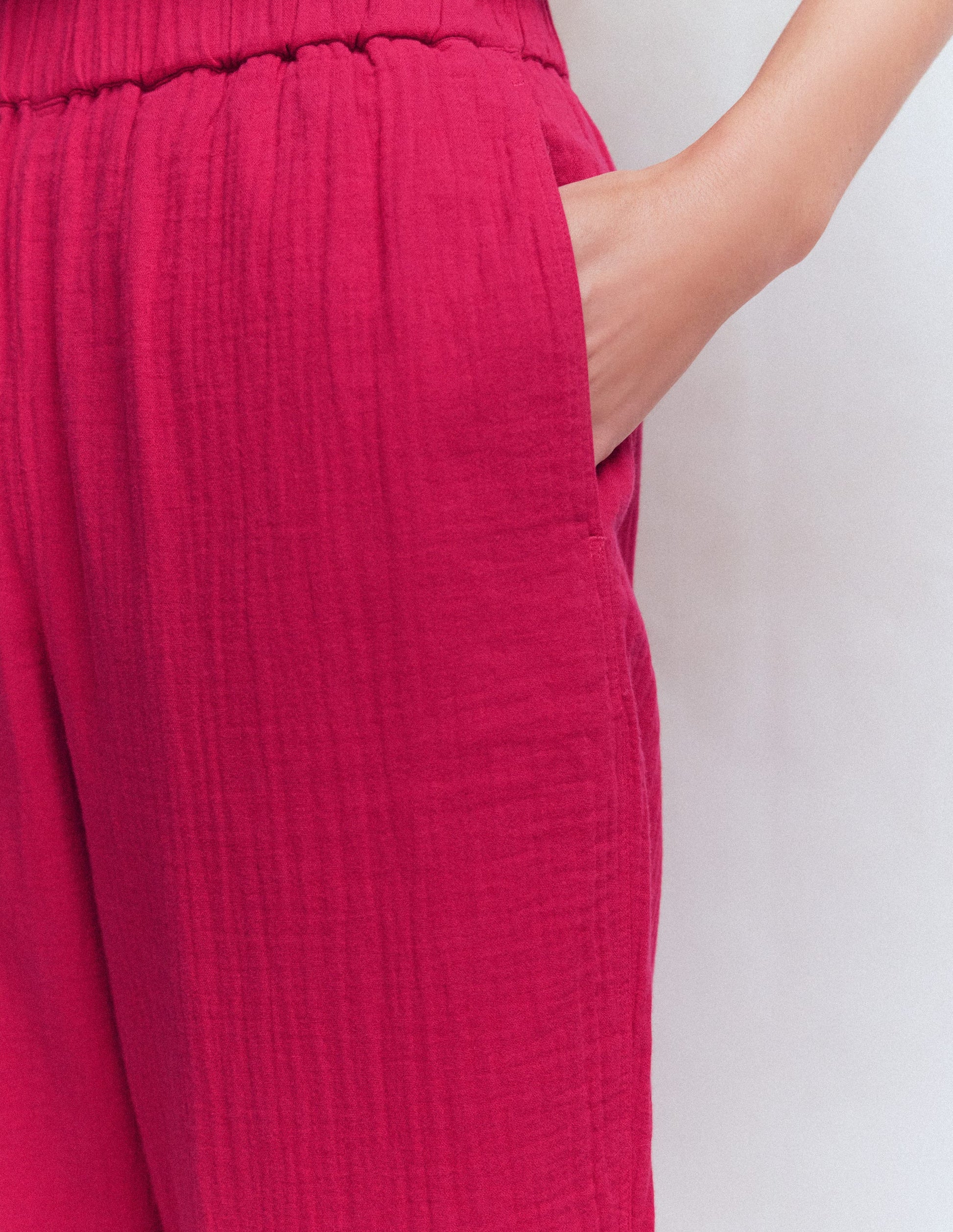 Double Cloth Crop Trousers-Pomegranate-2