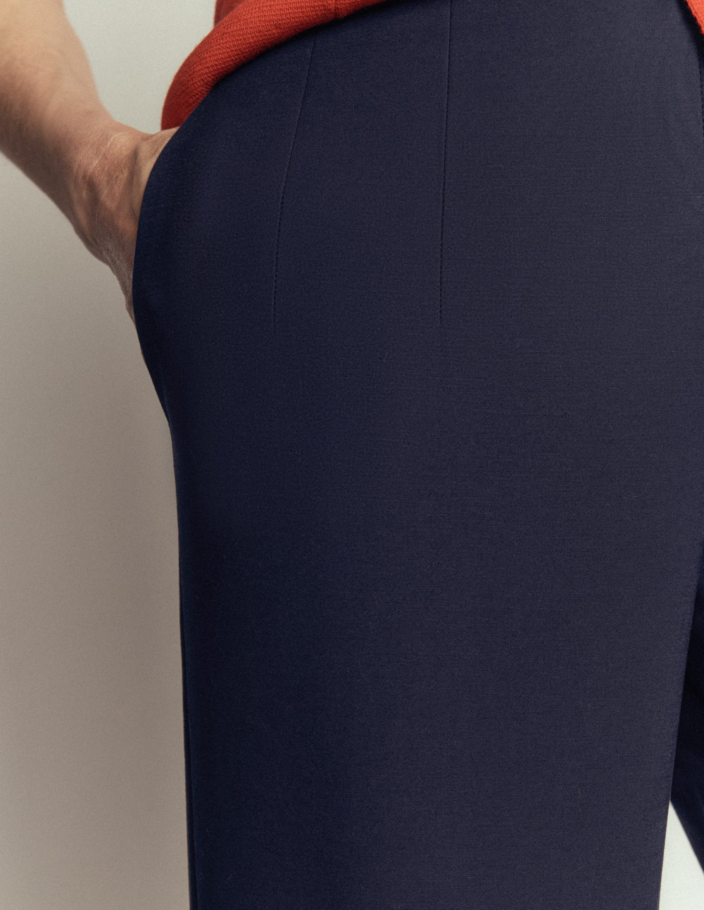 Slim Leg Cotton Trousers - Navy | Boden UK