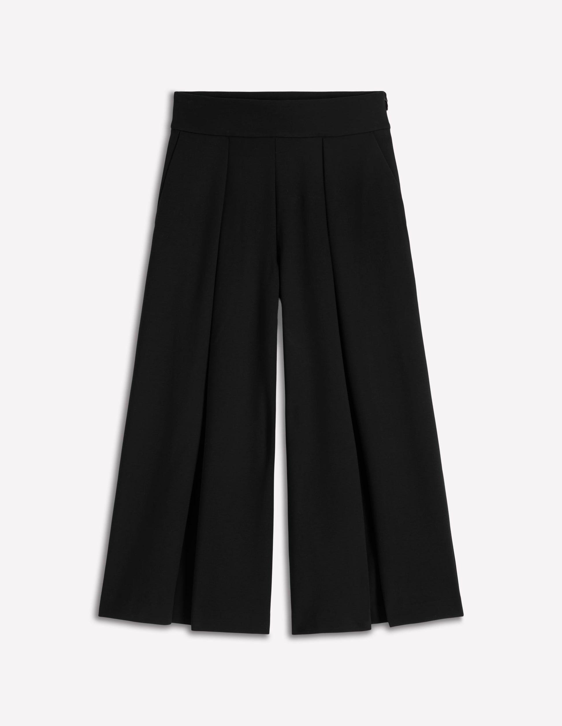Single Pleat Ponte Culotte-Black-5