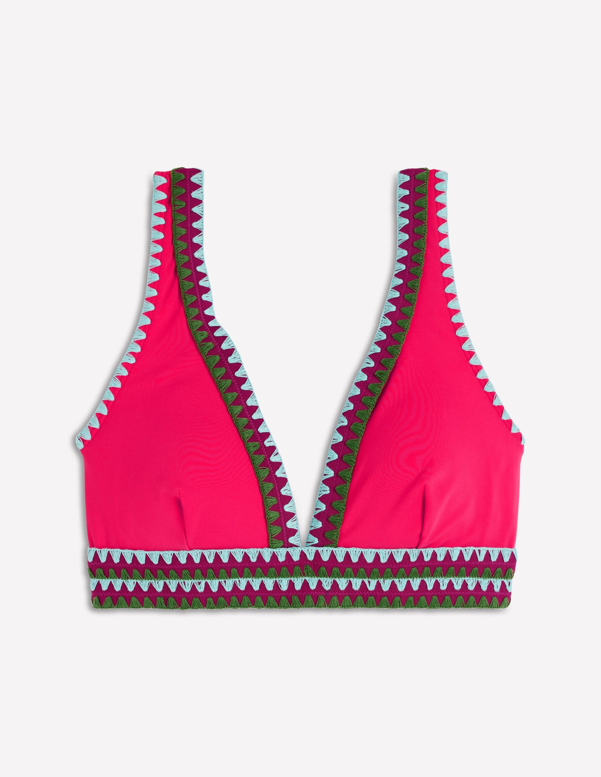 Porto V-neck Bikini Top-Rosy, Embroidery-8