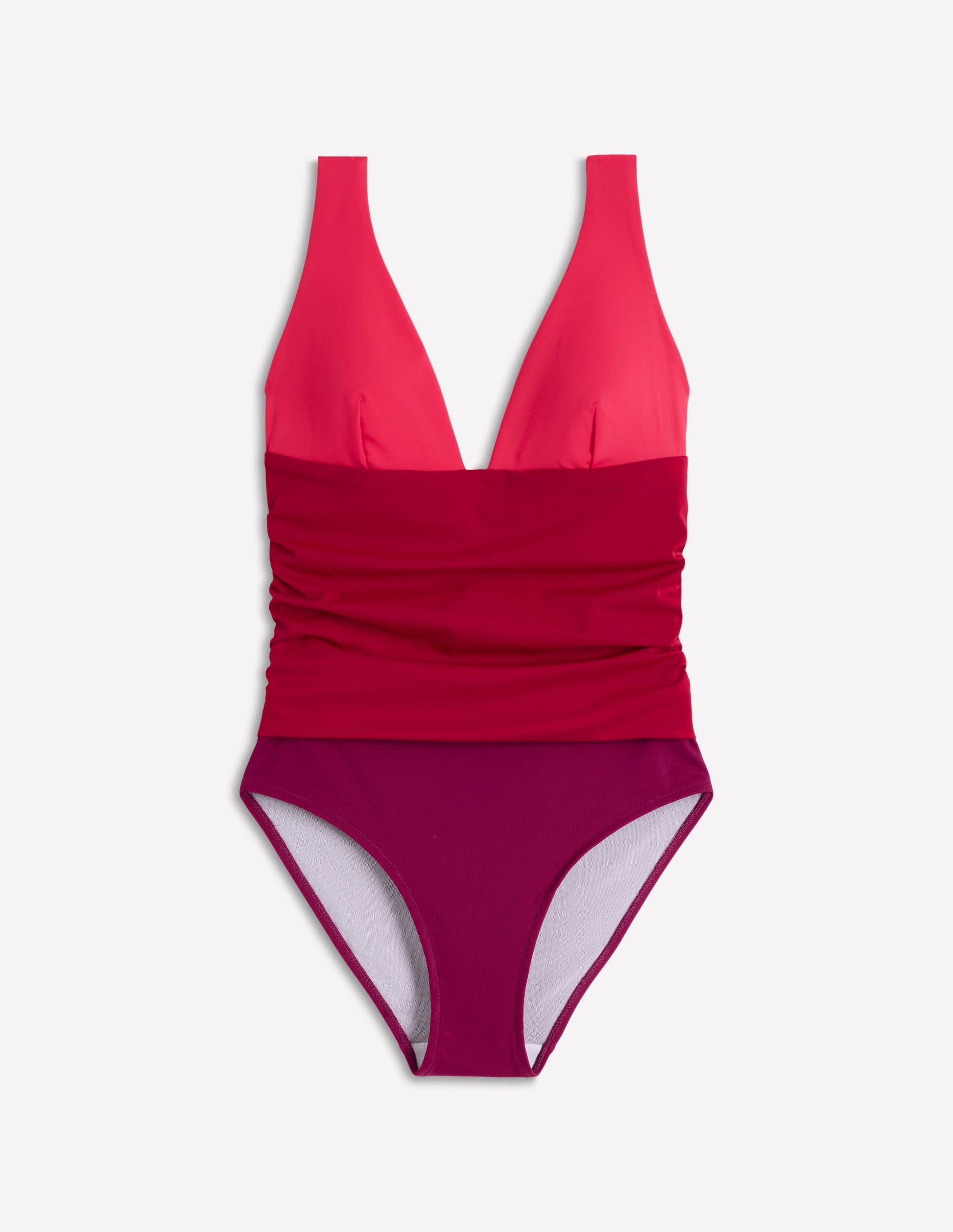 Mykonos Deep V Swimsuit-Red, Colour Block-7