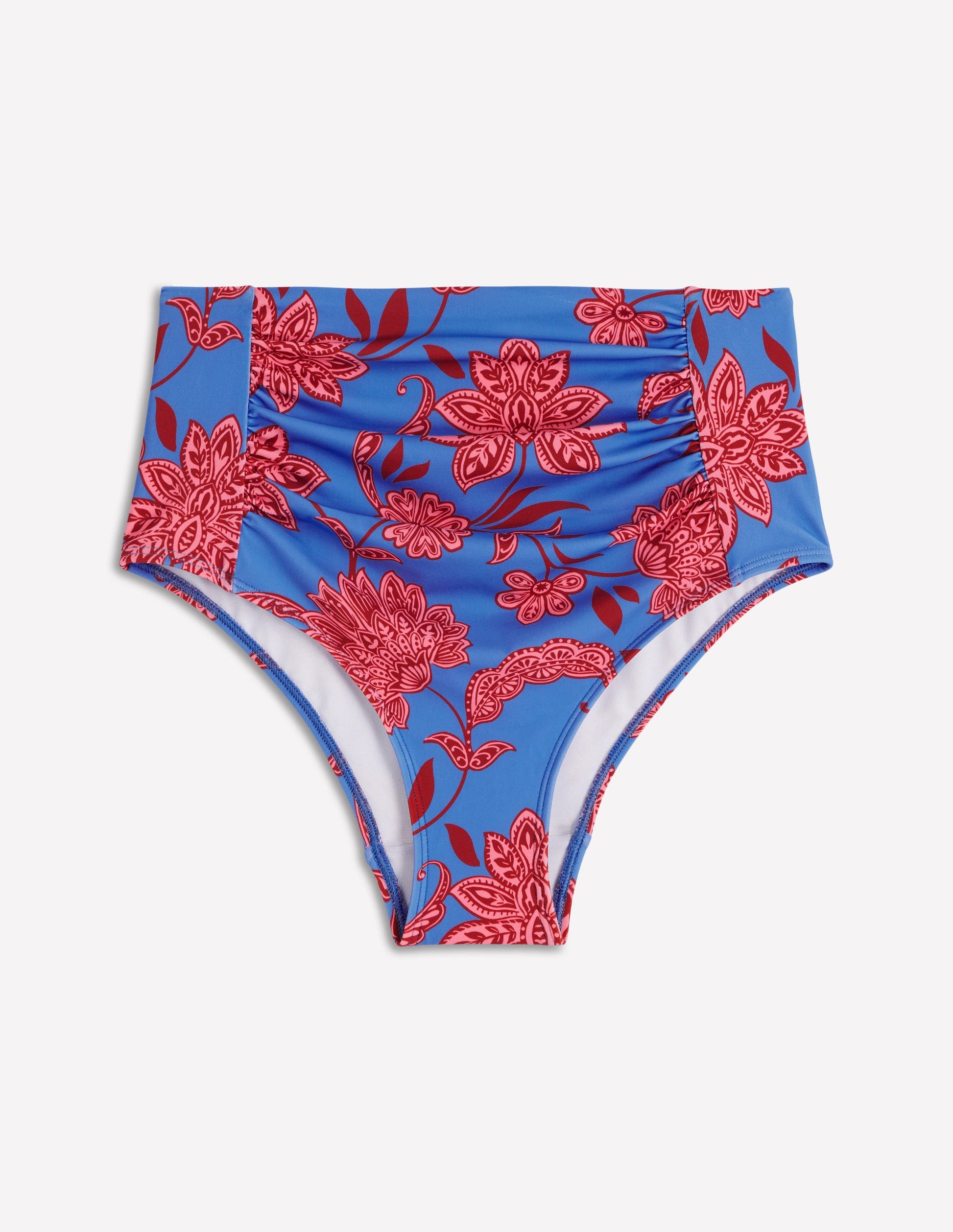 Kythira Ruched Bikini Bottoms-Blue, Elegant Blossom-5