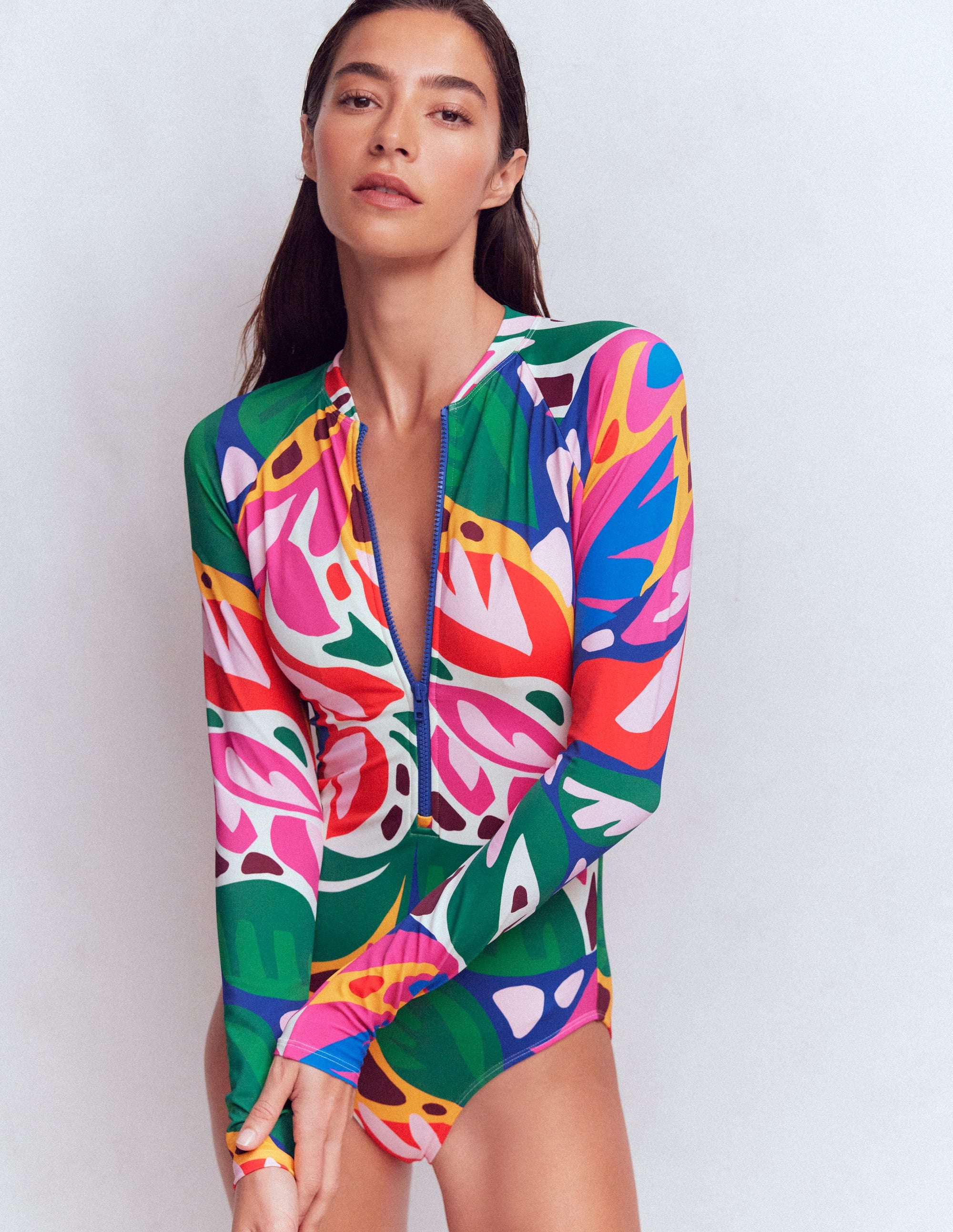Rash Guard Swimsuit-Multi, Leafy Cascade - Image 5