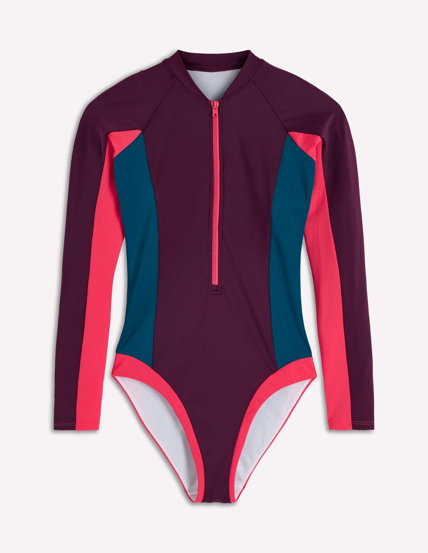 Rash Guard Swimsuit-Purple. Colourblock
