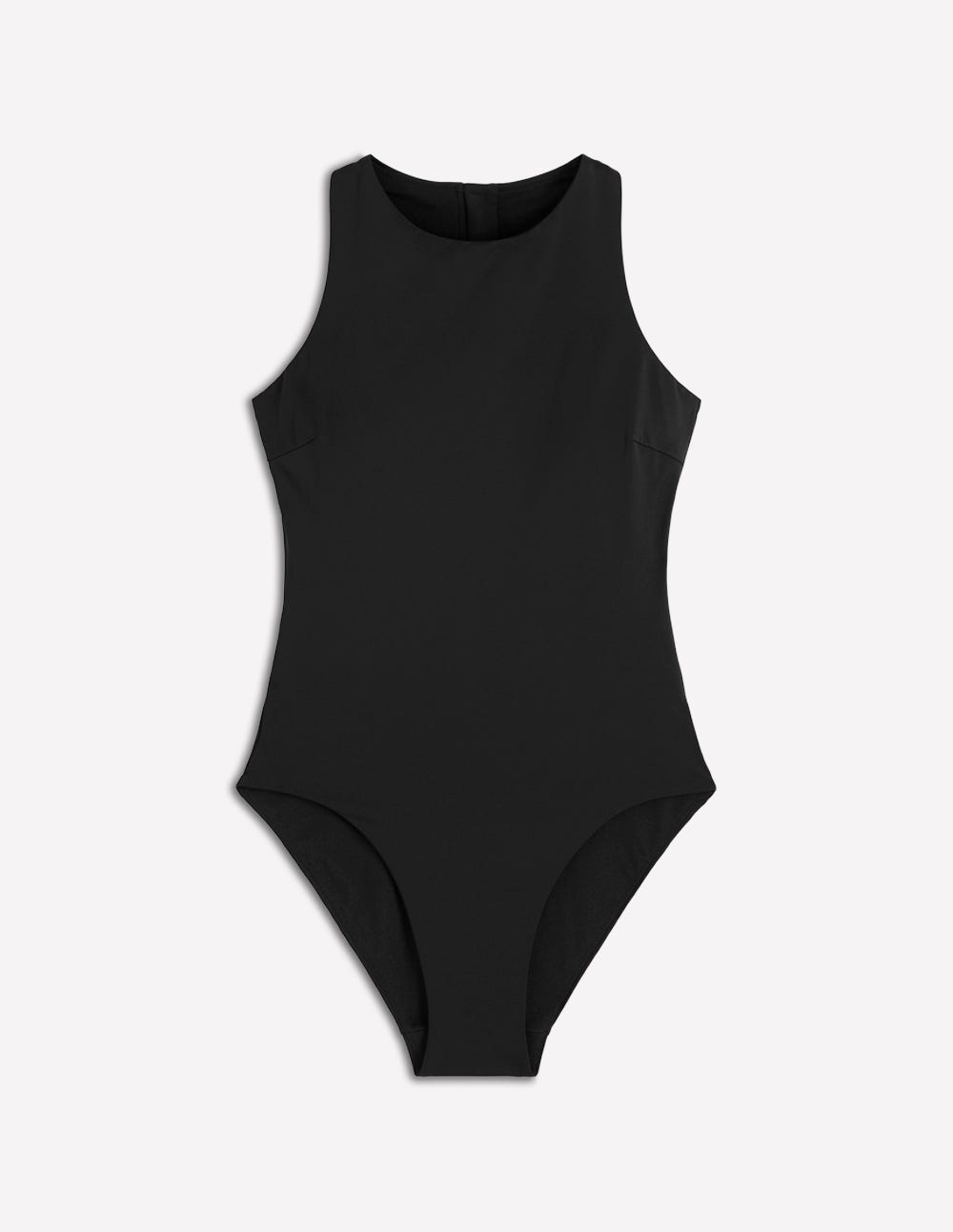 Piped Sporty Swimsuit-Black