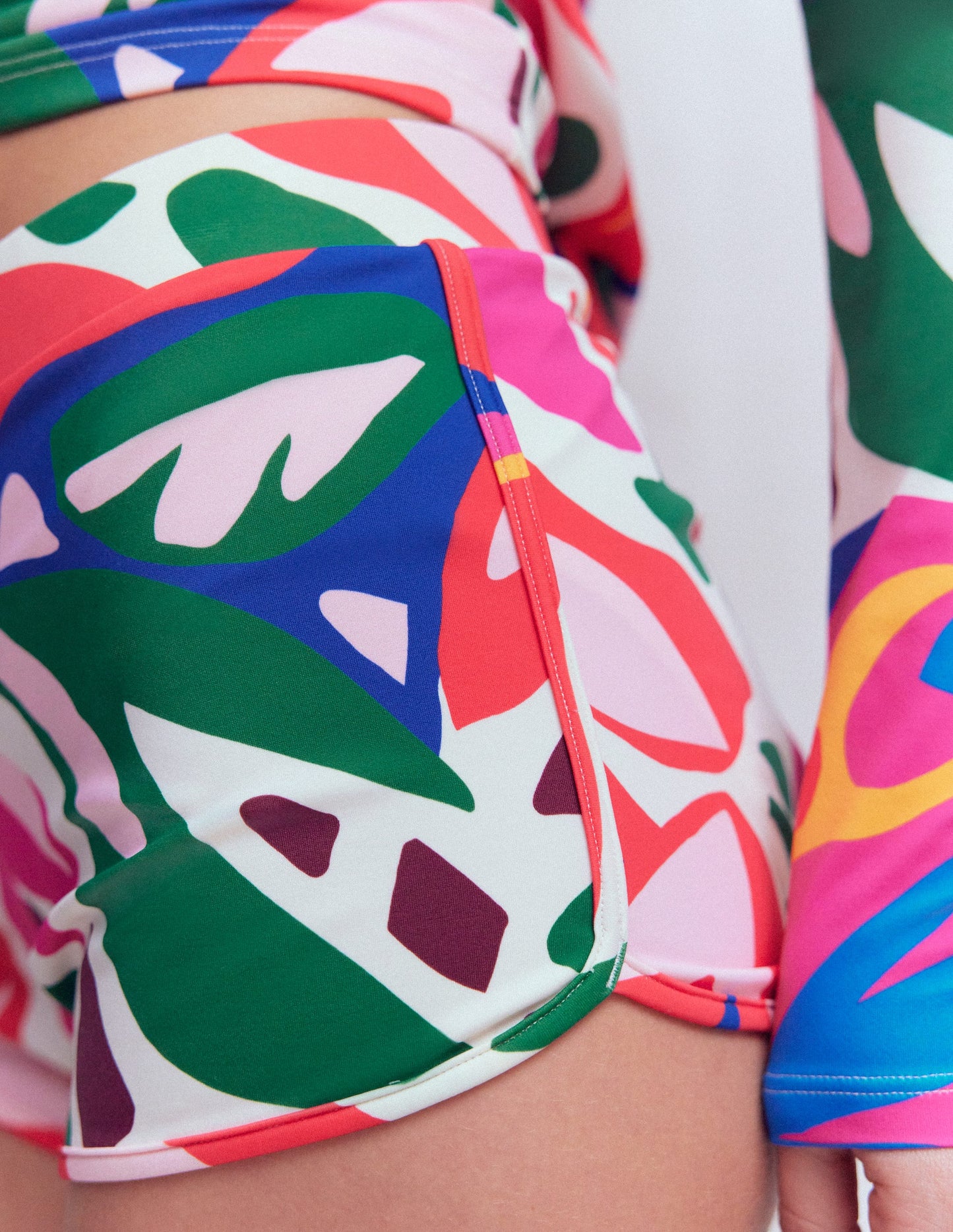 Rash Guard Swim Shorts-Multi, leafy cascade